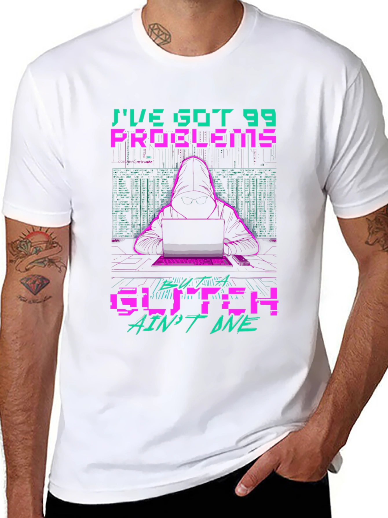 99 Problems Glitch Hacker Graphic T-Shirt