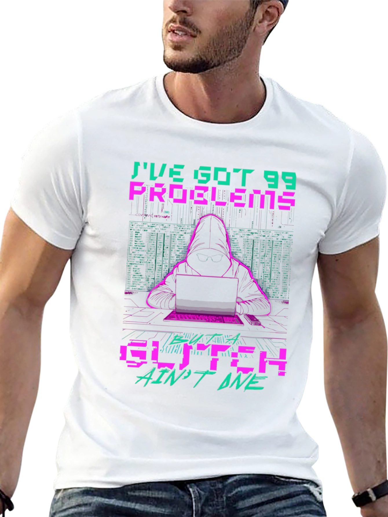 99 Problems Glitch Hacker Graphic T-Shirt