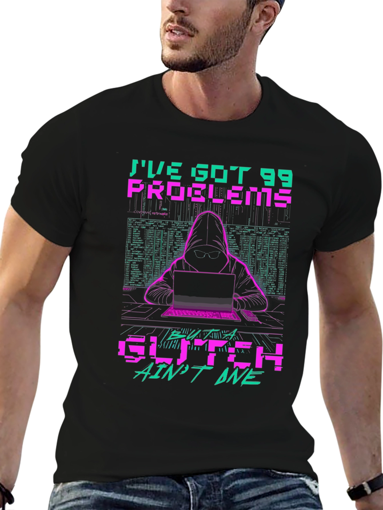 99 Problems Glitch Hacker Graphic T-Shirt