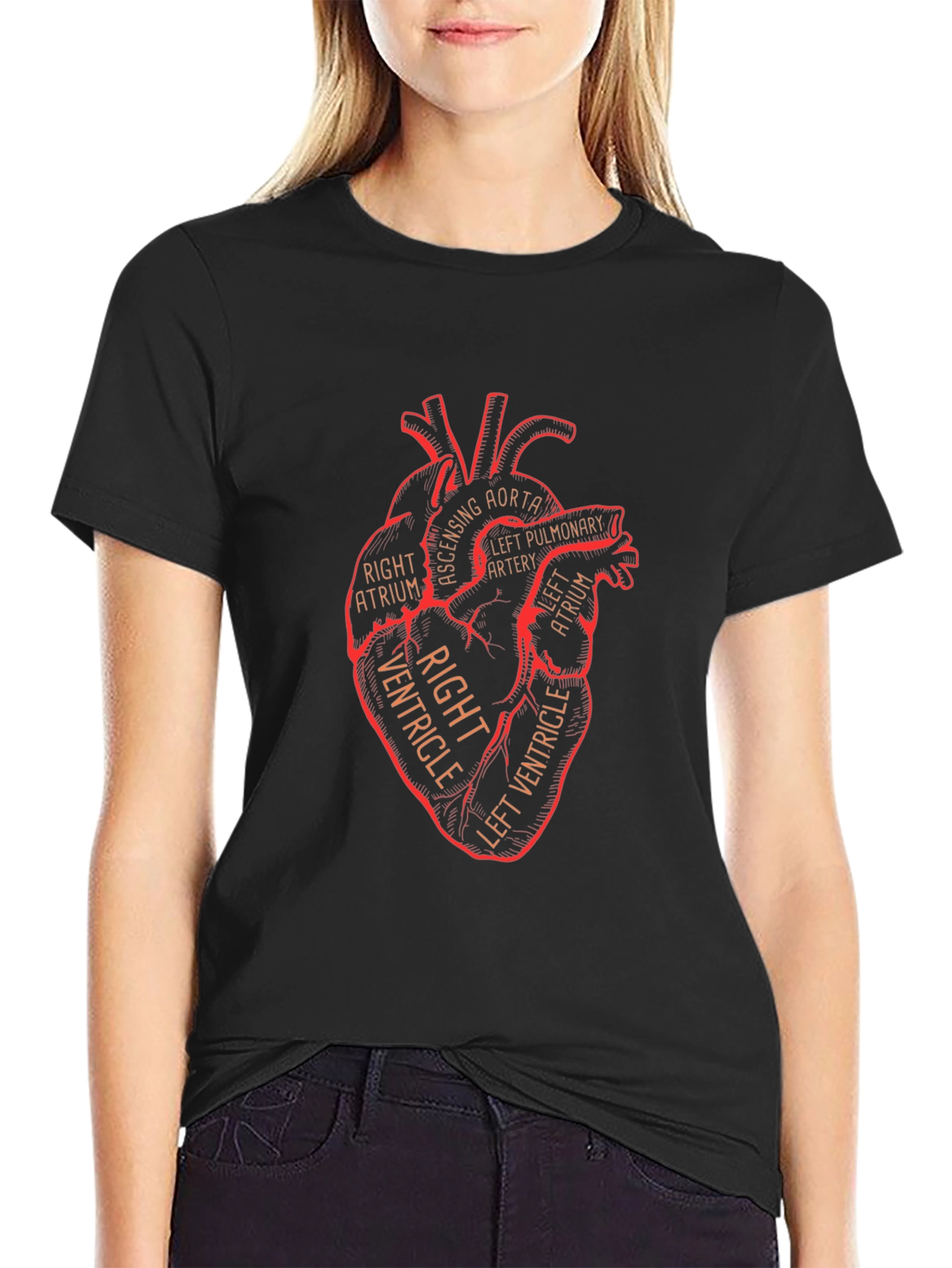 Anatomical Heart Graphic T-Shirt - Black