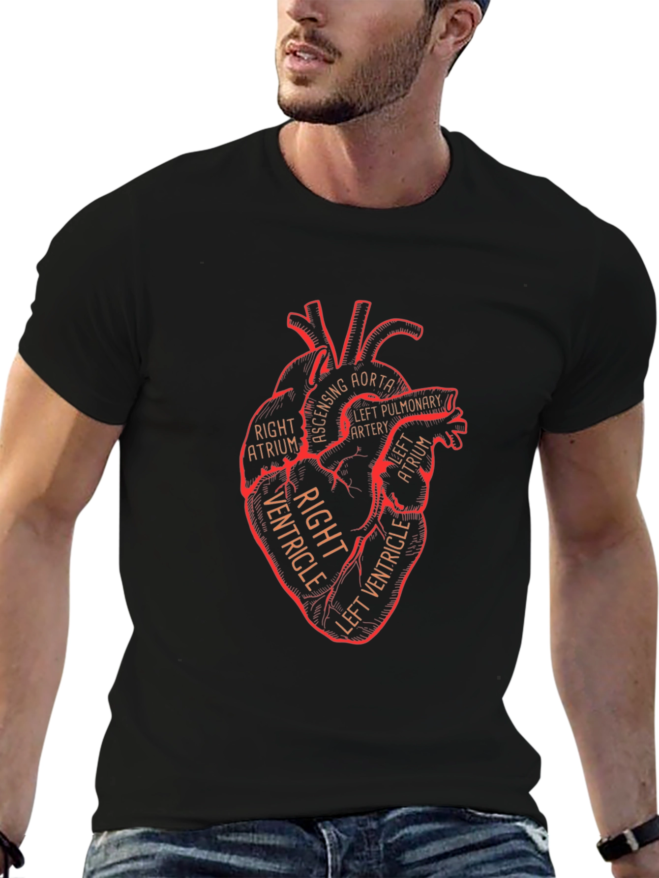 Anatomical Heart Graphic T-Shirt - Black