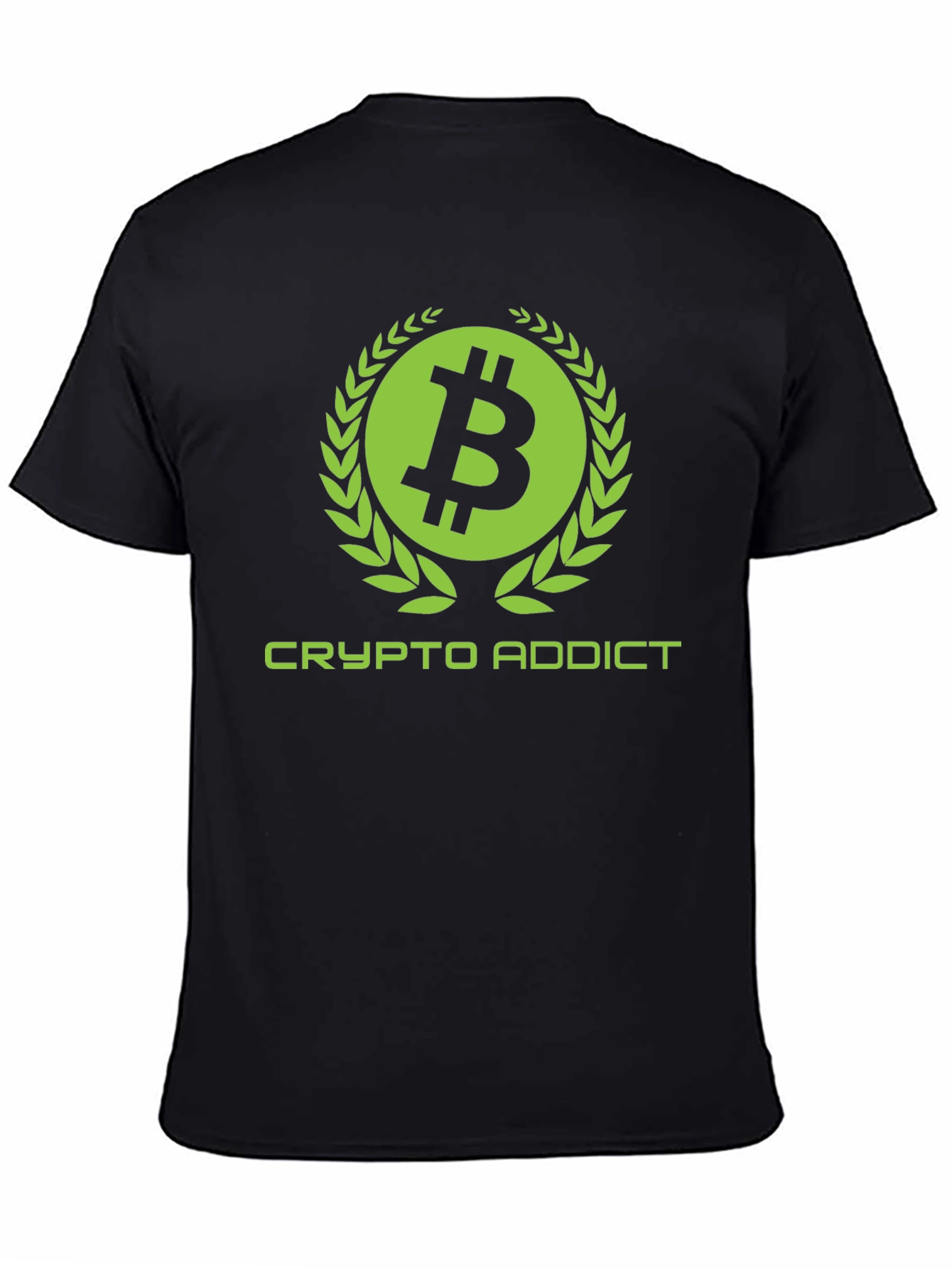 Crypto Addict Black T-Shirt with Bitcoin Design