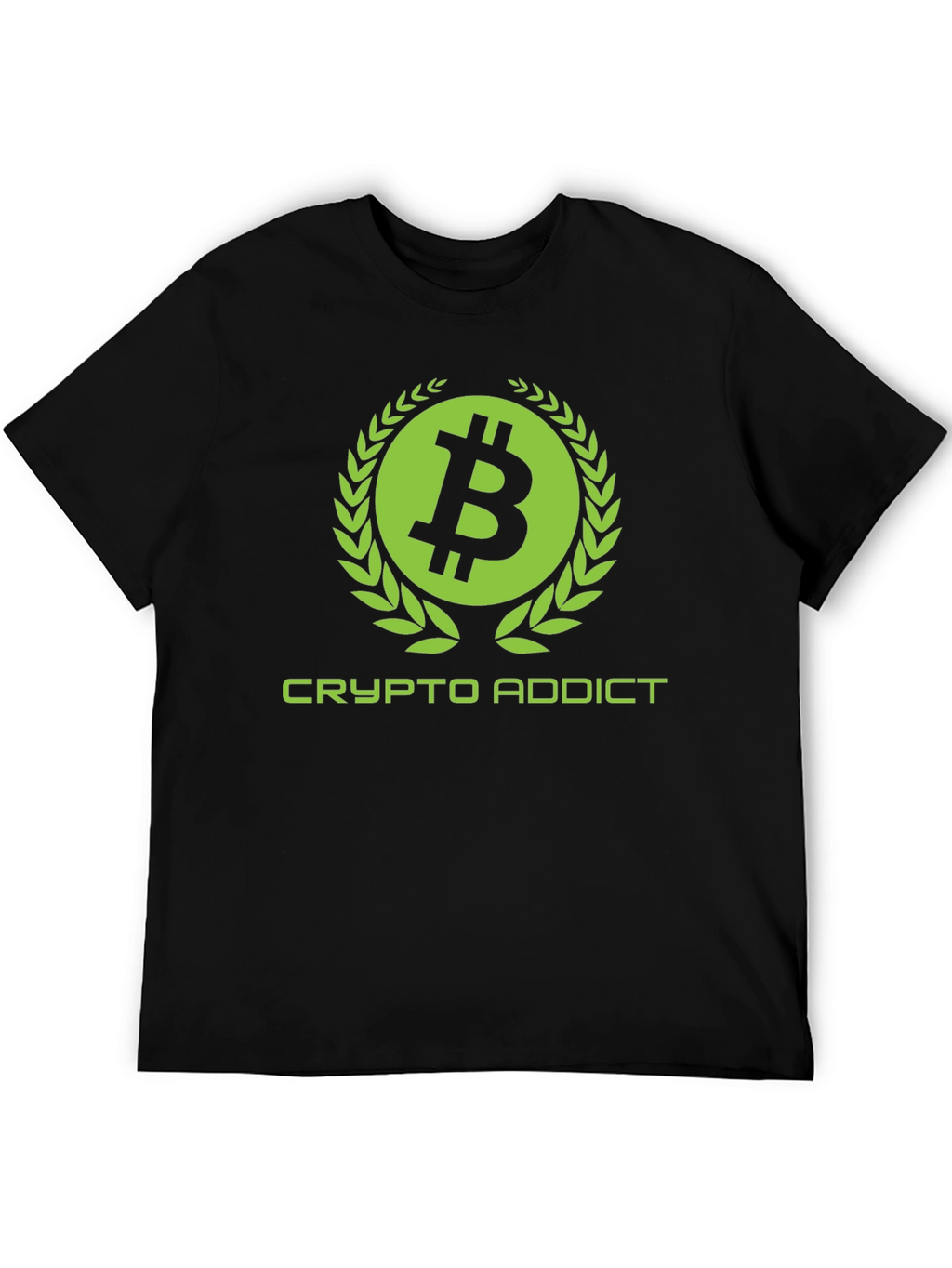 Crypto Addict Black T-Shirt with Bitcoin Design