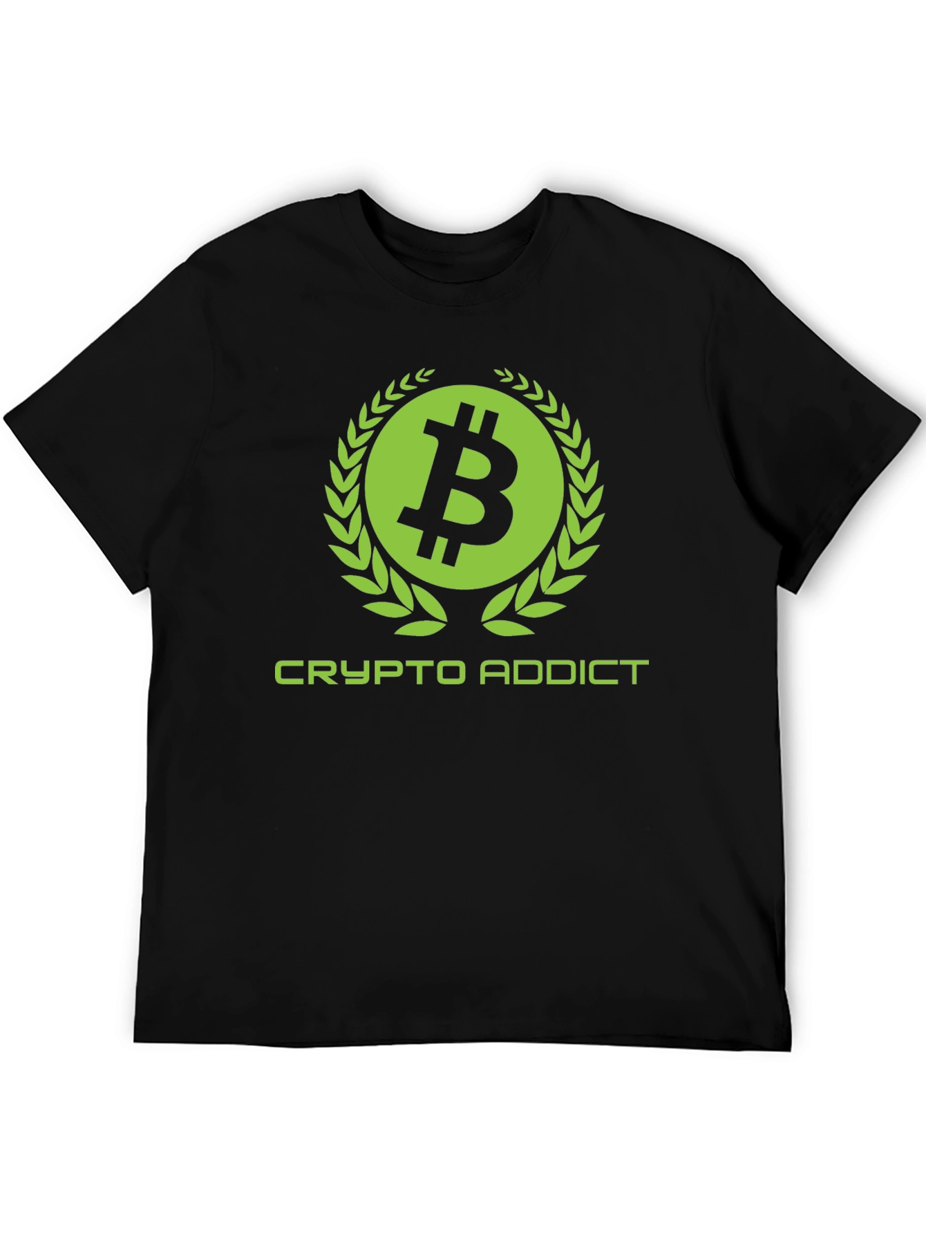 Crypto Addict Black T-Shirt with Bitcoin Design