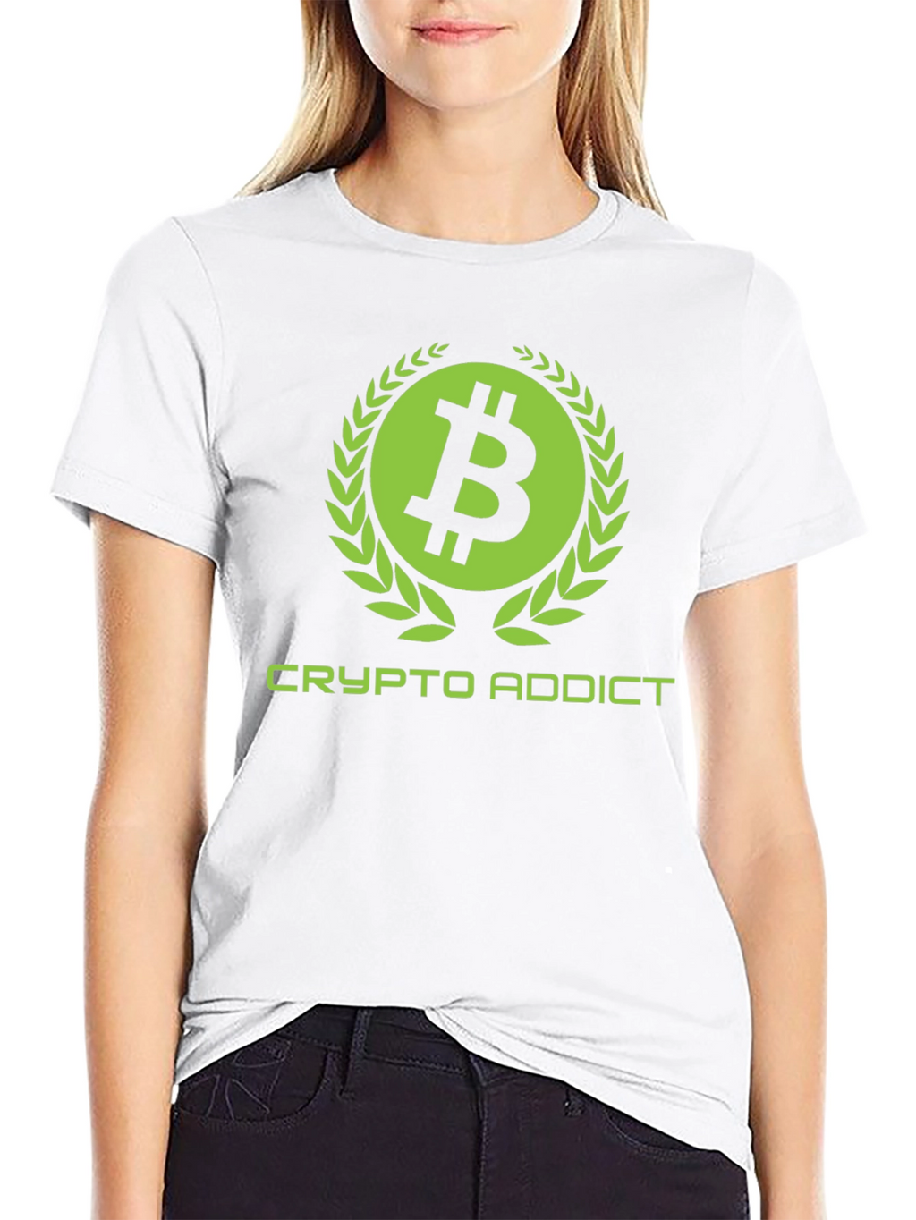 Crypto Addict Black T-Shirt with Bitcoin Design
