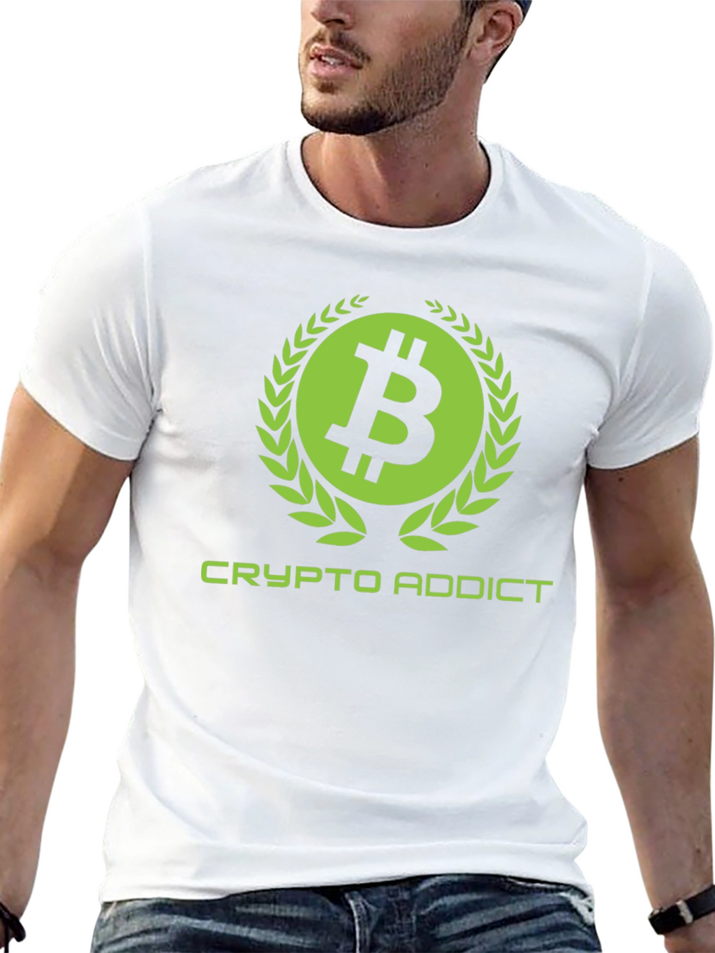 Crypto Addict Black T-Shirt with Bitcoin Design