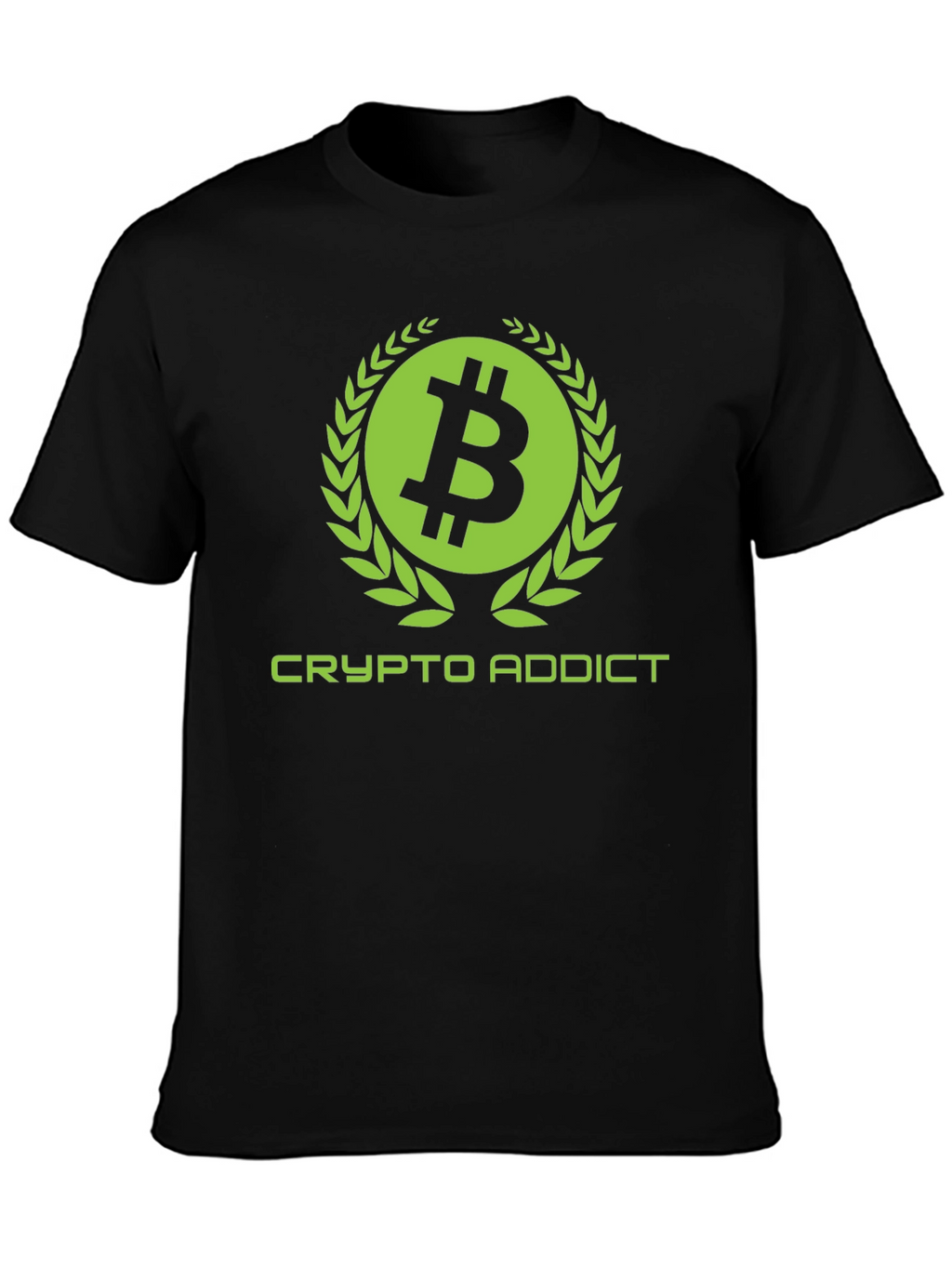 Crypto Addict Black T-Shirt with Bitcoin Design