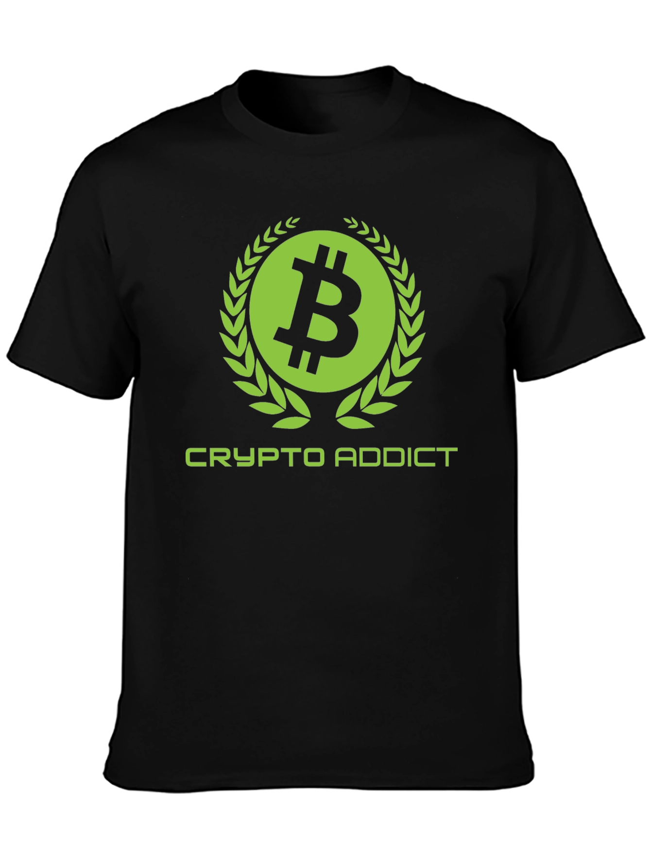 Crypto Addict Black T-Shirt with Bitcoin Design