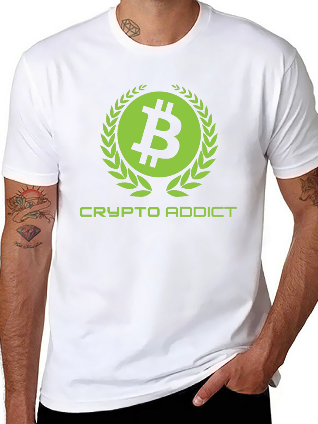 Crypto Addict Black T-Shirt with Bitcoin Design