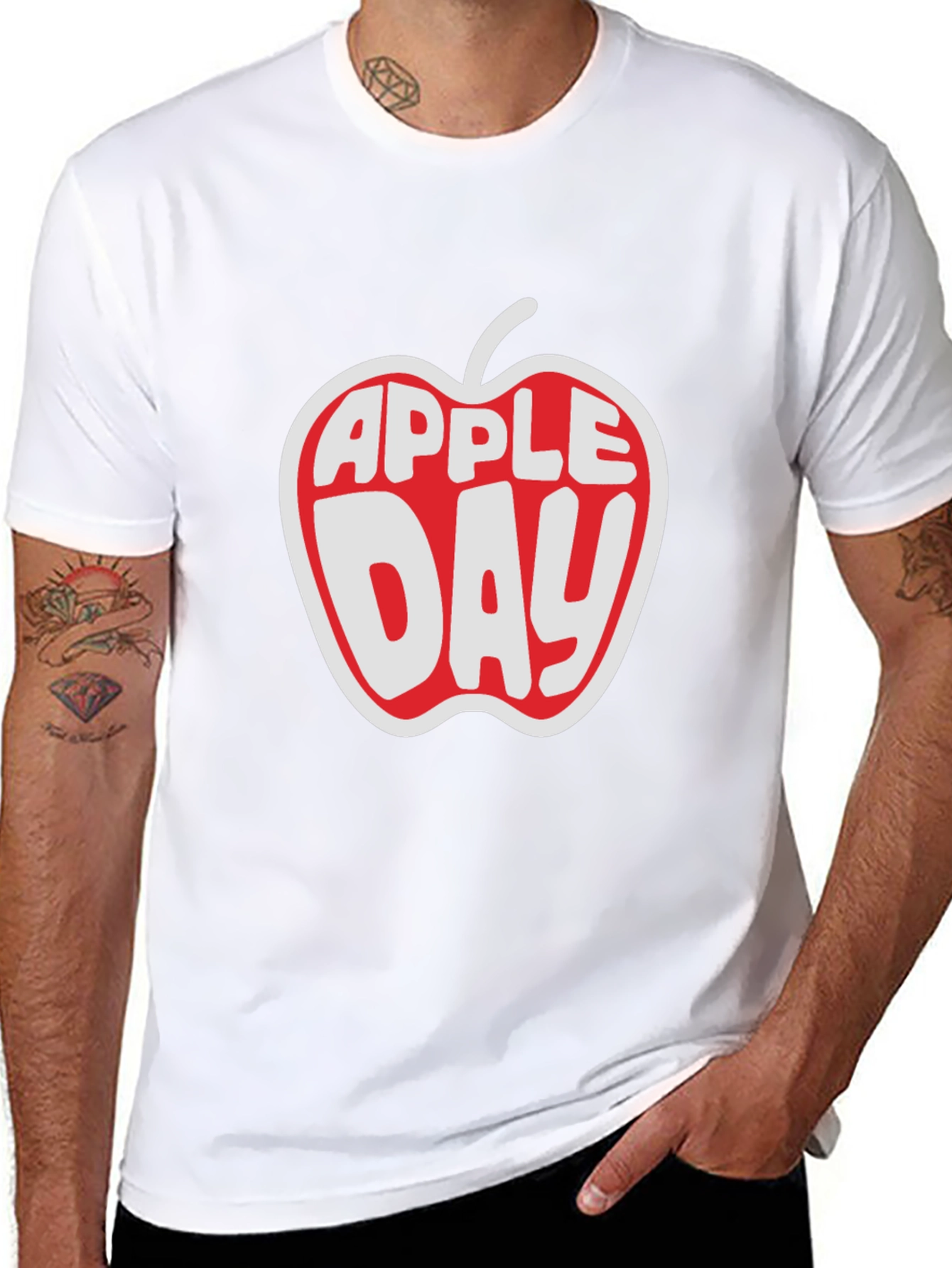 Apple Day Graphic T-Shirt - Black Cotton Tee