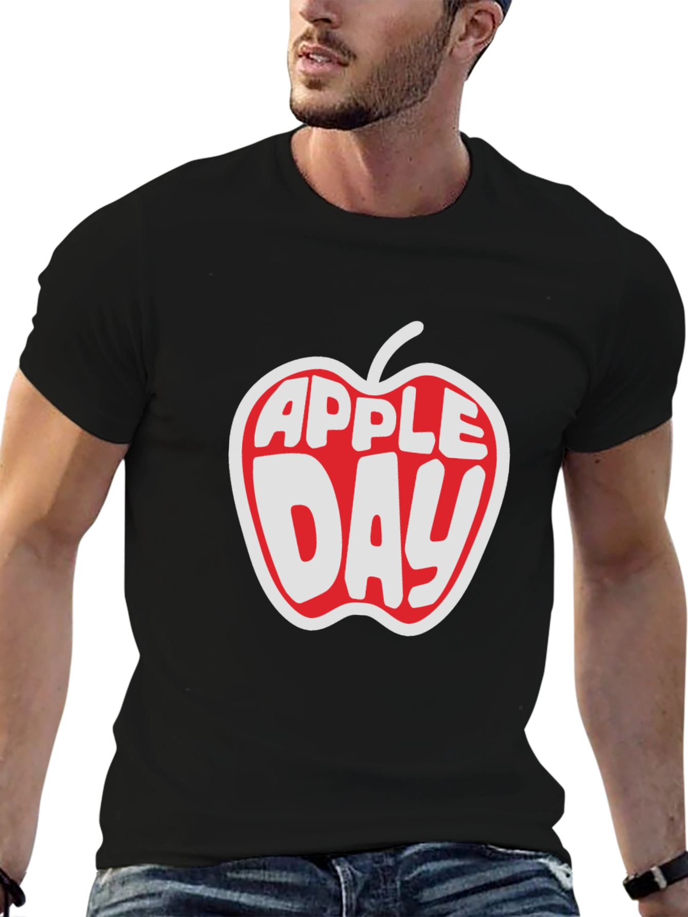 Apple Day Graphic T-Shirt - Black Cotton Tee