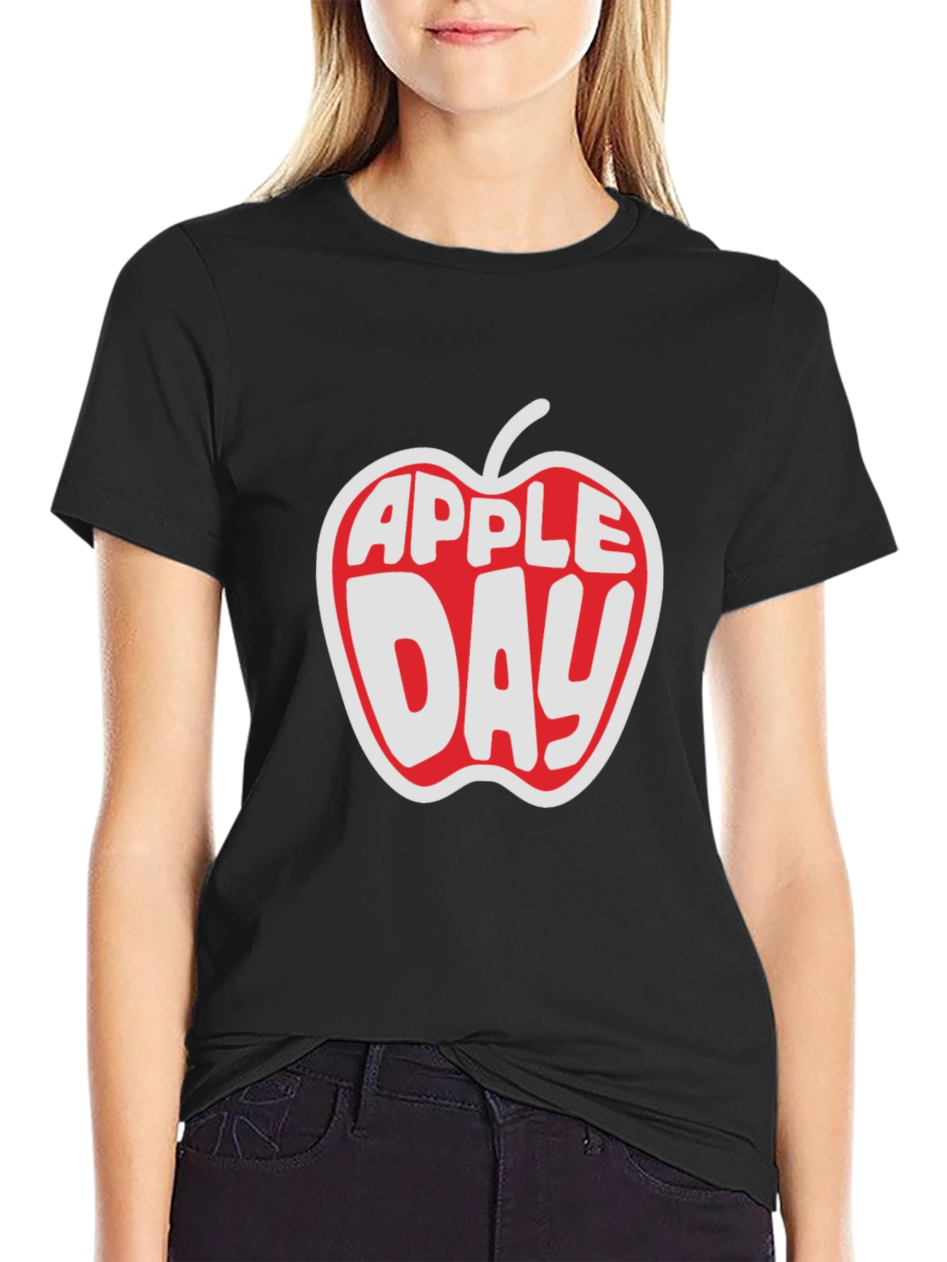 Apple Day Graphic T-Shirt - Black Cotton Tee
