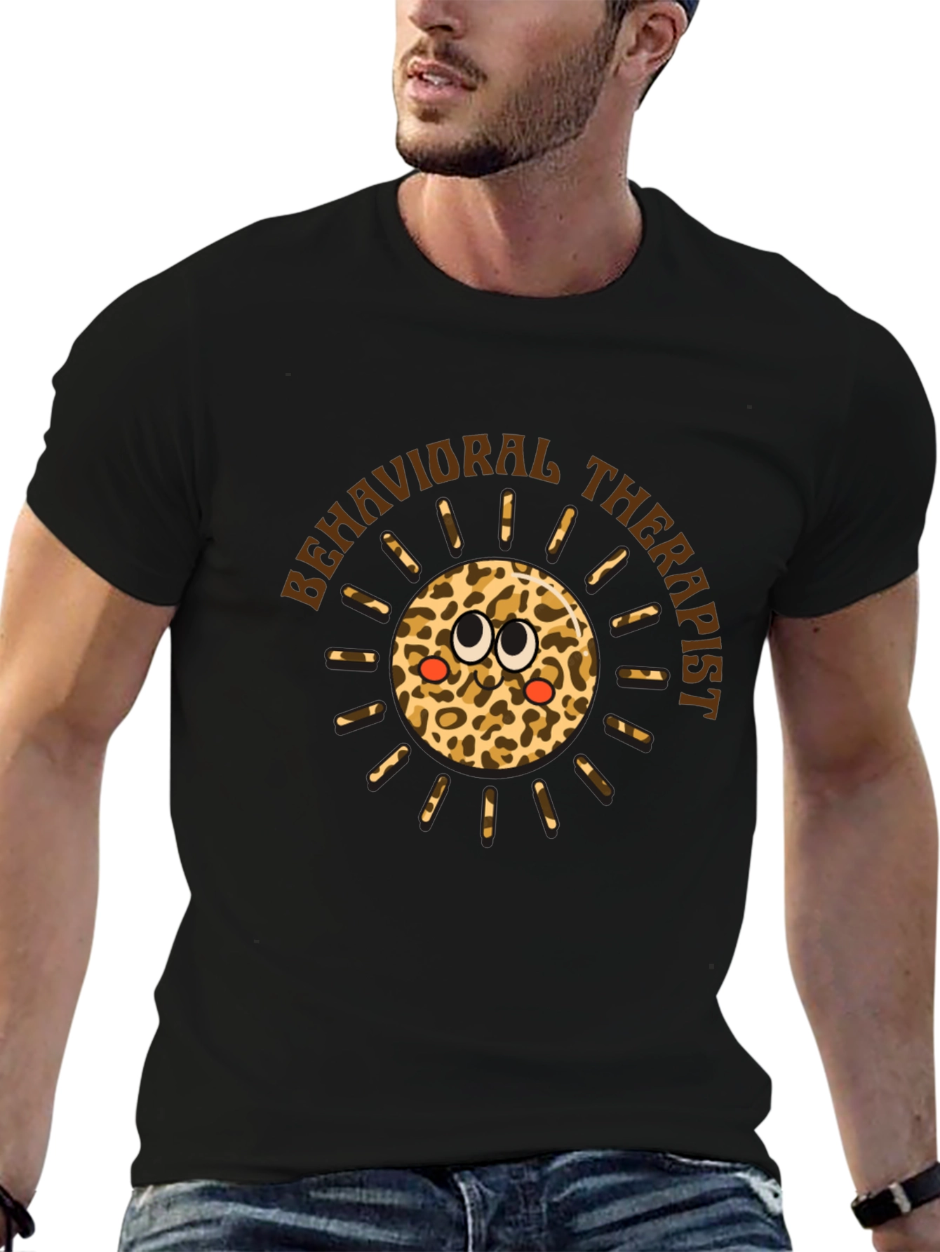 Behavioral Therapist Leopard Print Sun Graphic Tee
