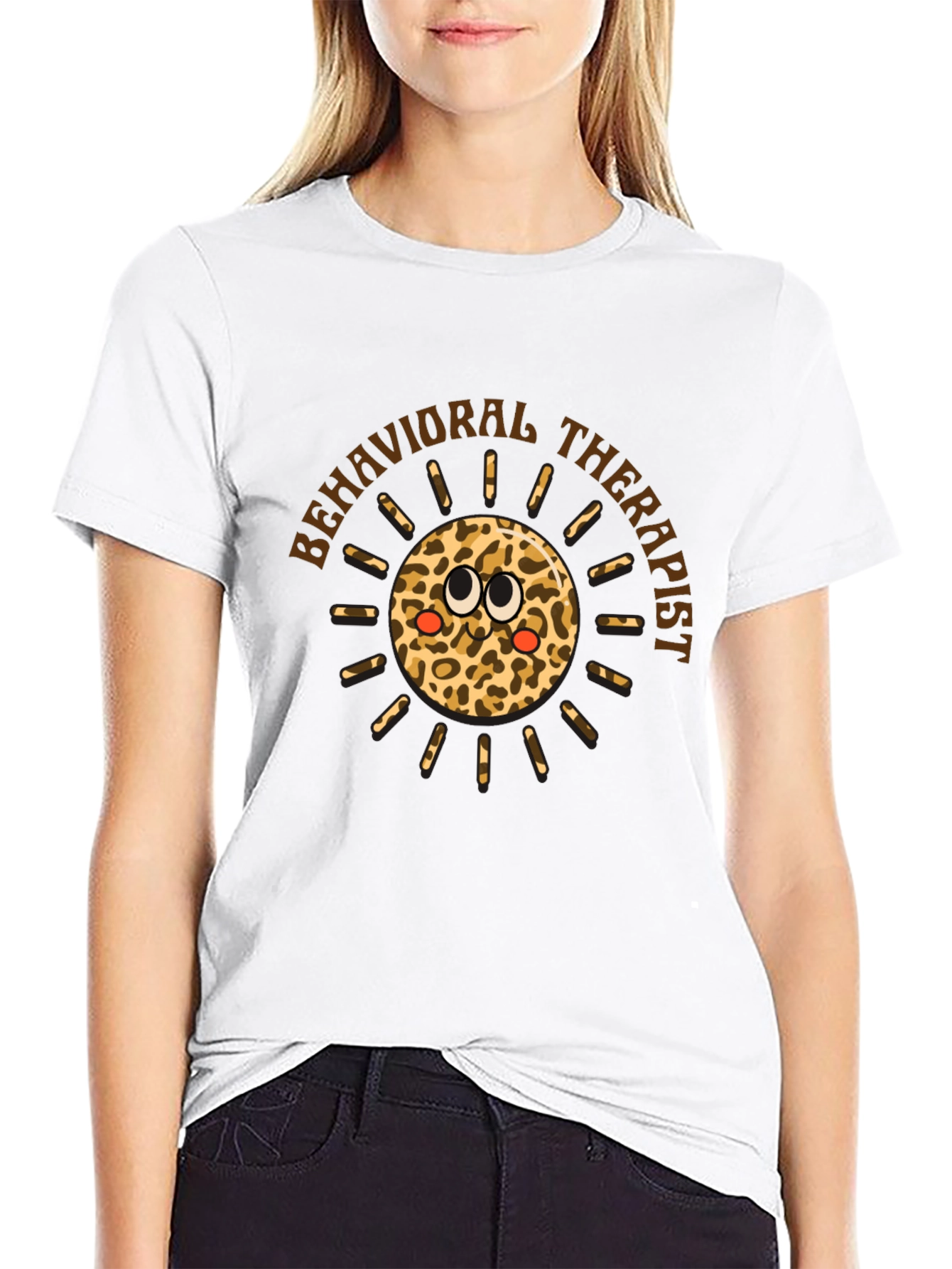 Behavioral Therapist Leopard Print Sun Graphic Tee