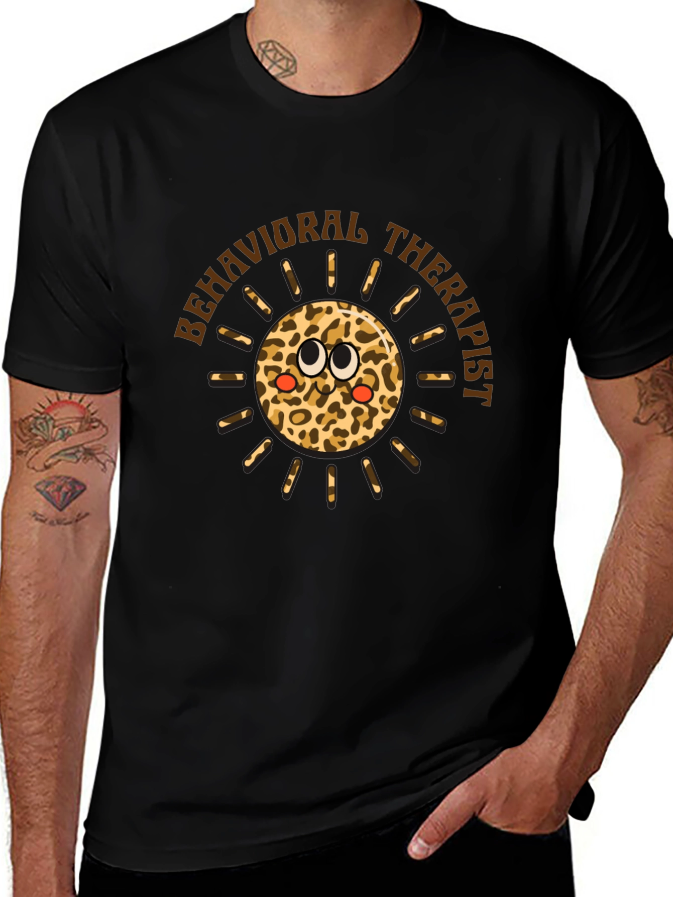 Behavioral Therapist Leopard Print Sun Graphic Tee