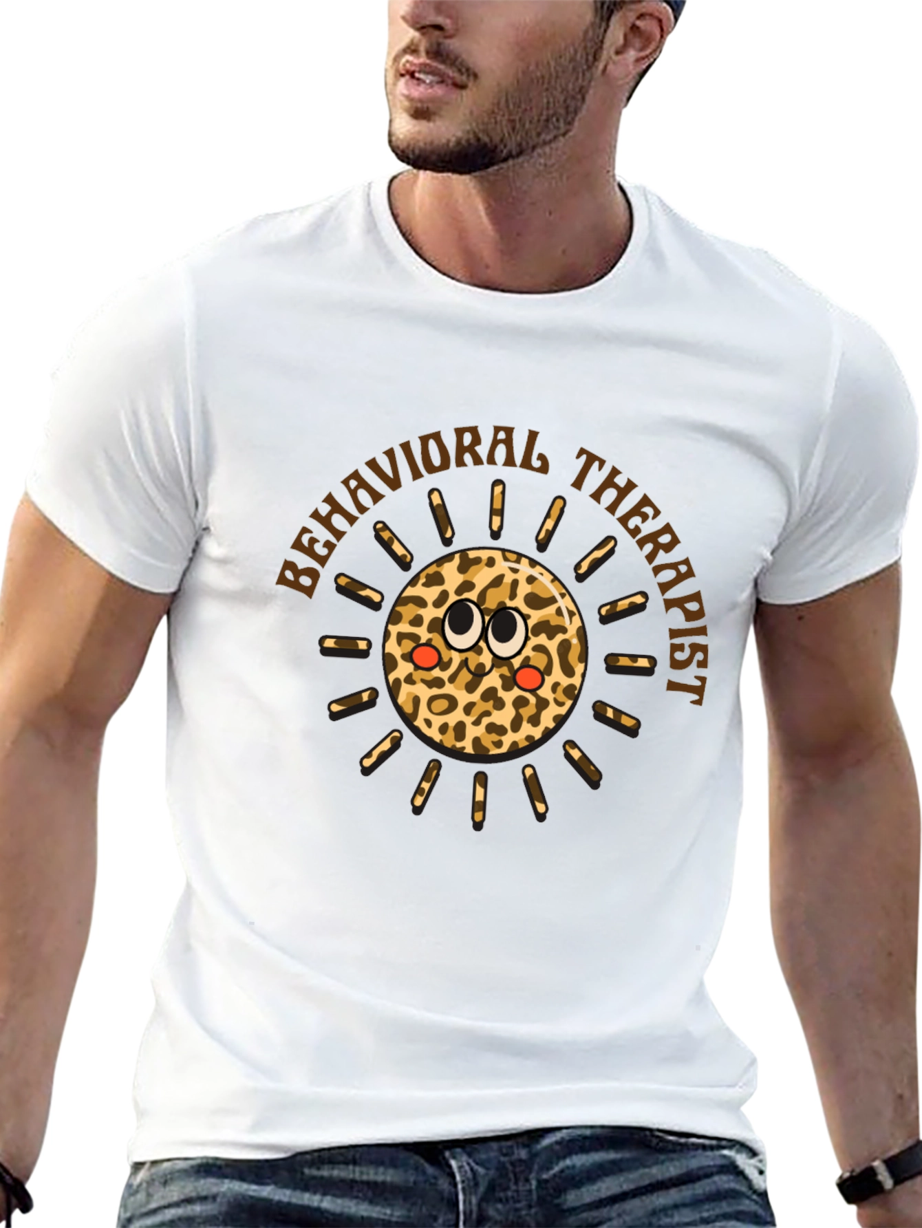Behavioral Therapist Leopard Print Sun Graphic Tee