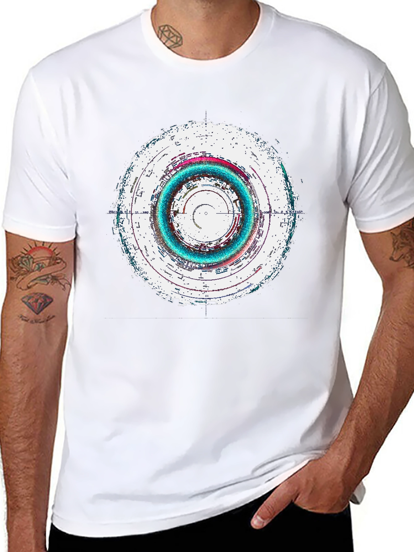 Abstract Circle Graphic Tee - Black