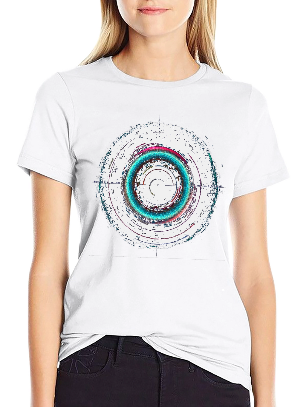 Abstract Circle Graphic Tee - Black