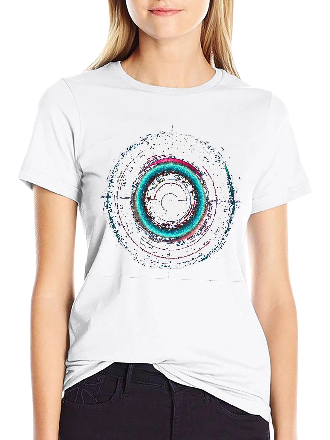 Abstract Circle Graphic Tee - Black