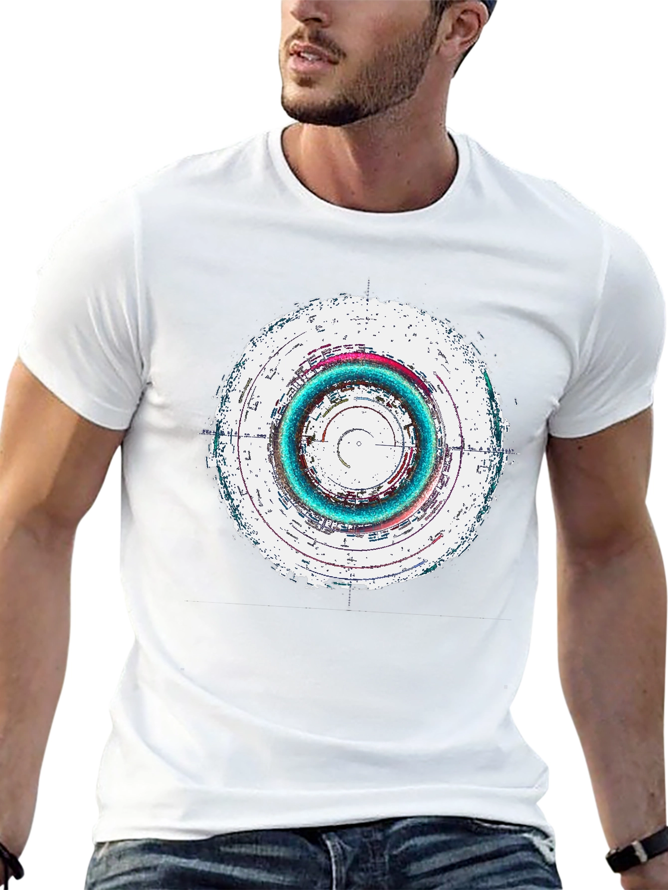 Abstract Circle Graphic Tee - Black