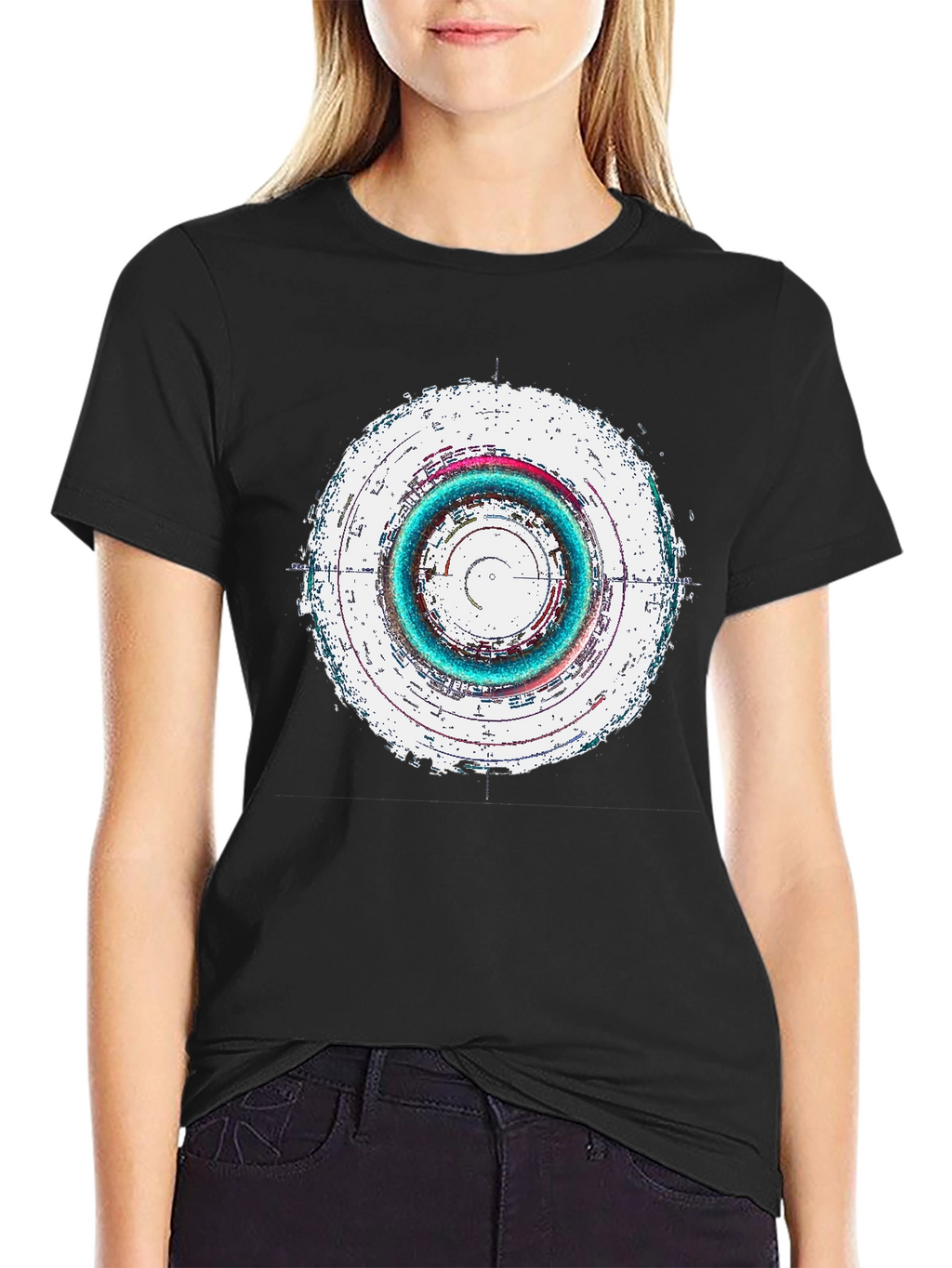 Abstract Circle Graphic Tee - Black
