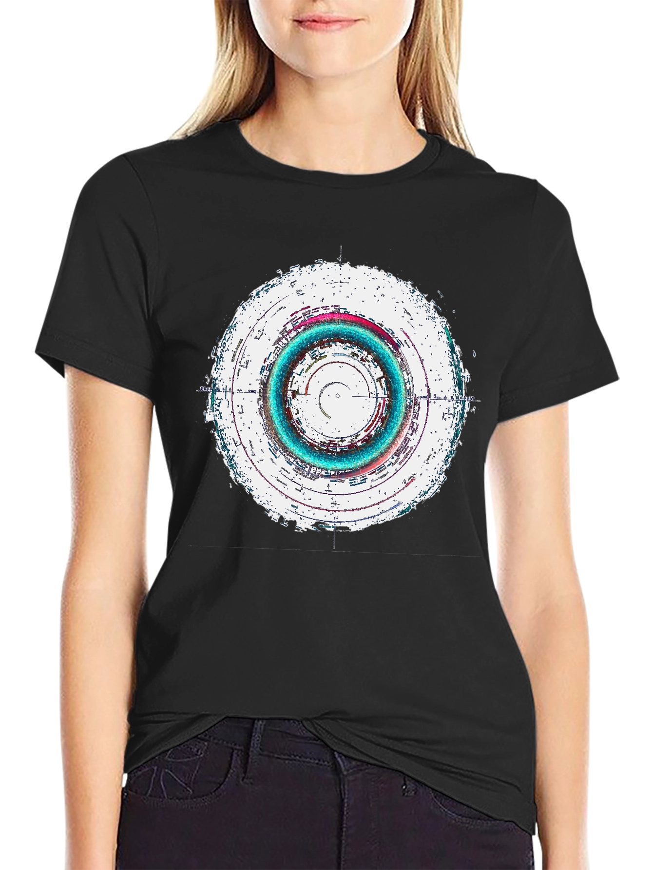 Abstract Circle Graphic Tee - Black