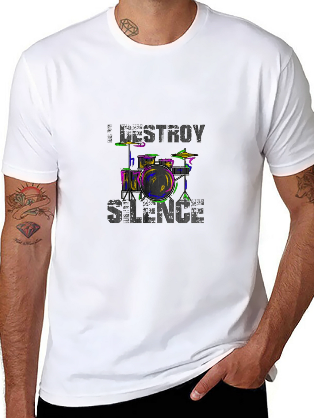 Destroy Silence Drum Set Graphic Tee