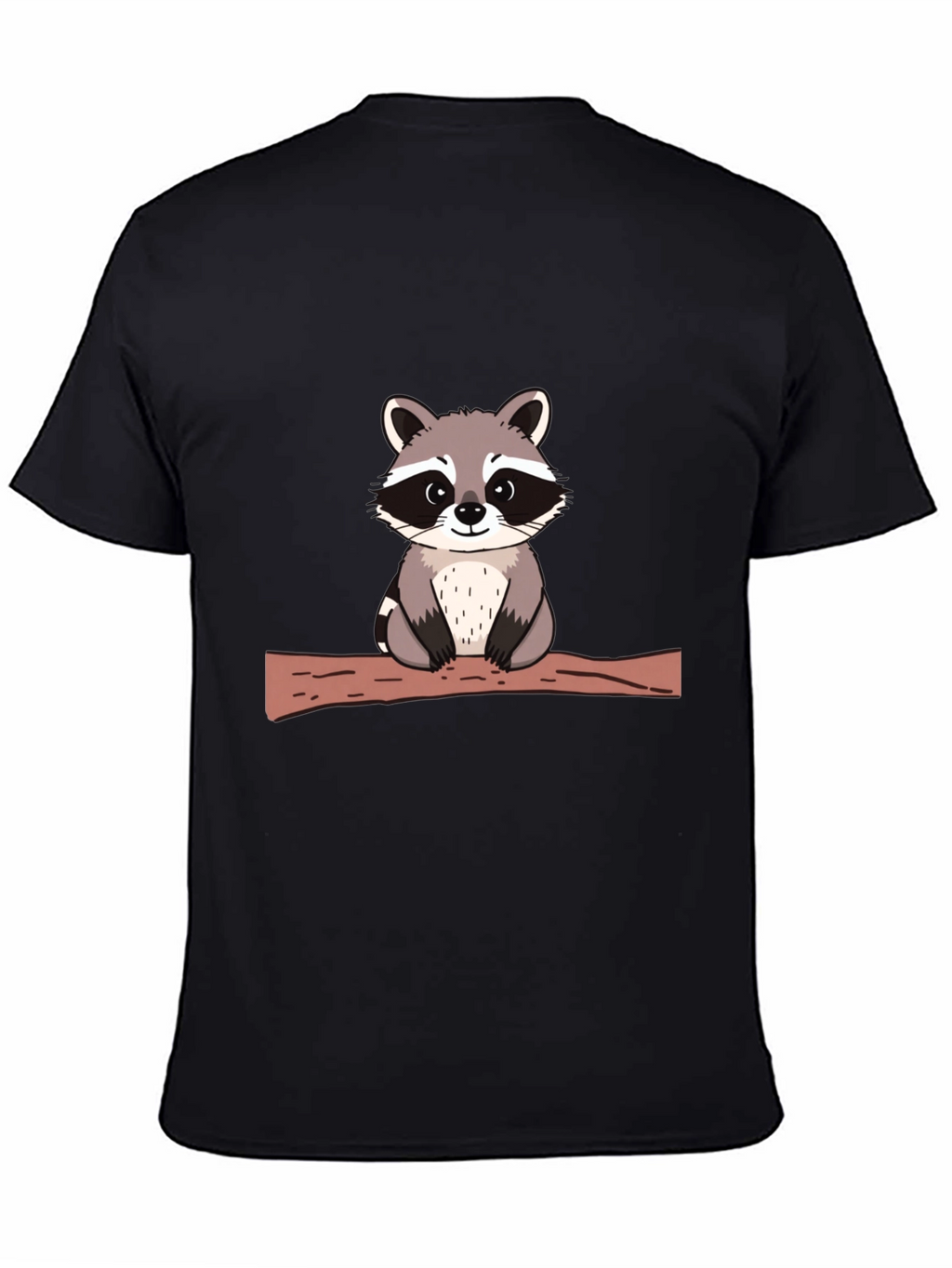 Cute Raccoon on Branch Black T-Shirt