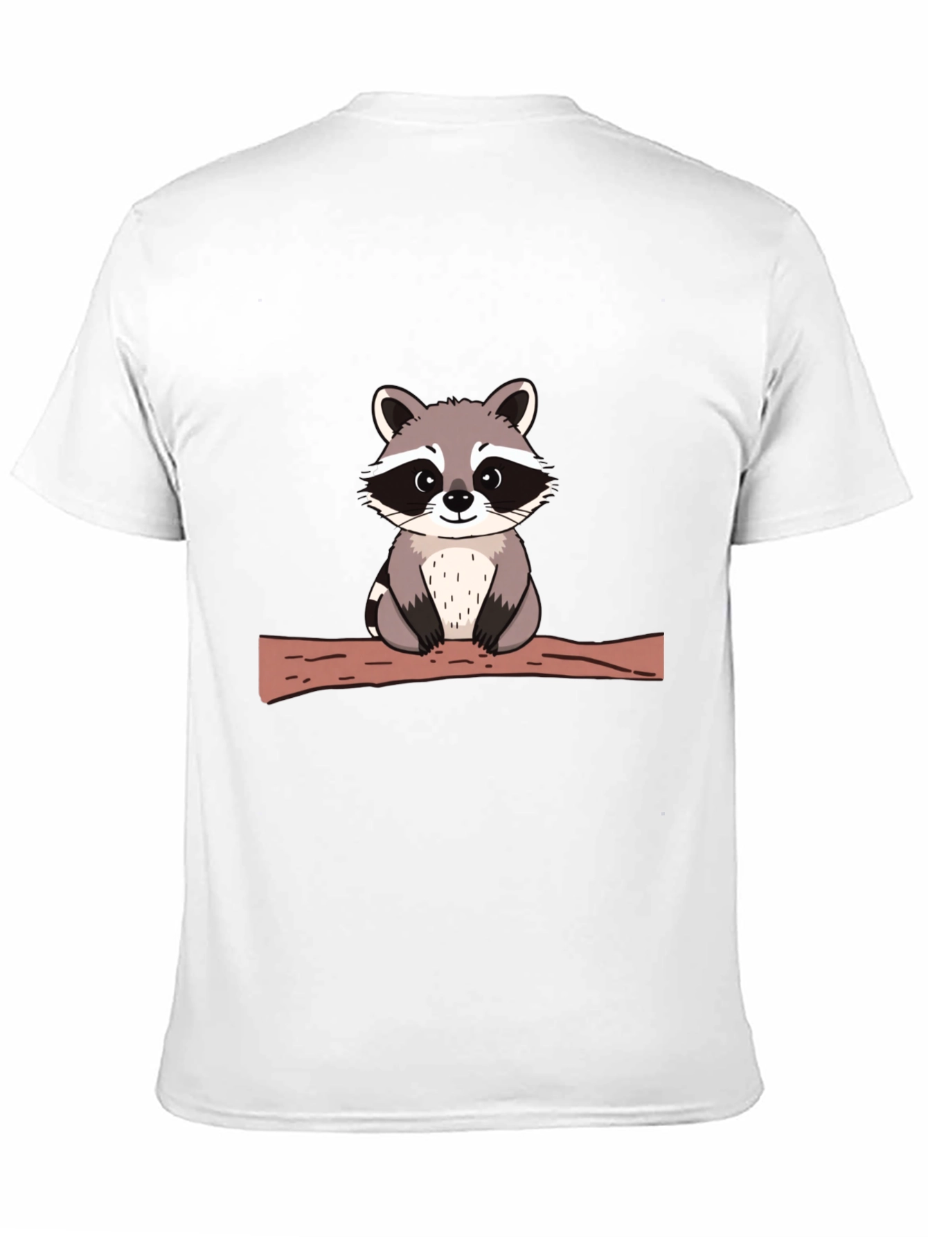 Cute Raccoon on Branch Black T-Shirt