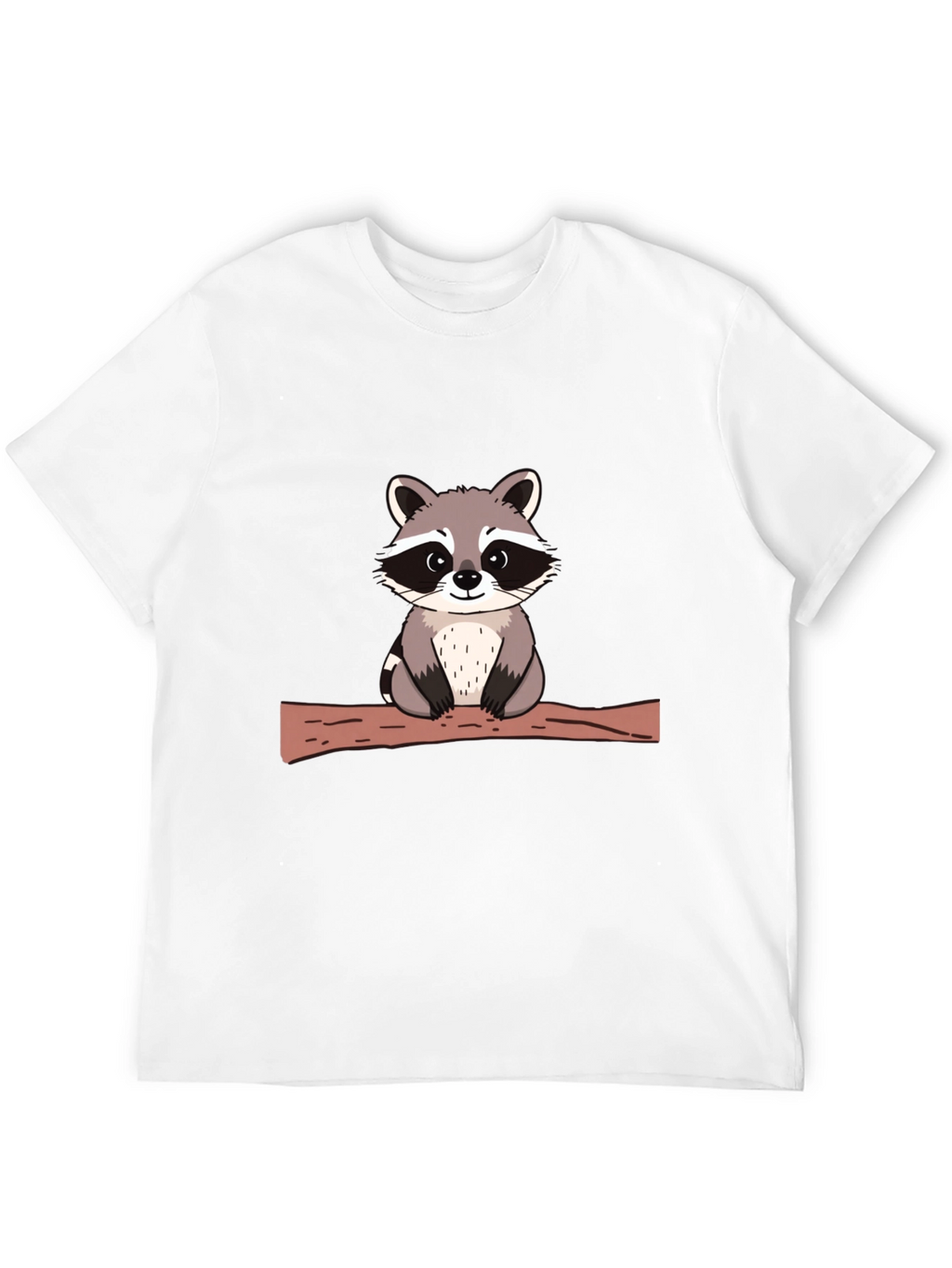 Cute Raccoon on Branch Black T-Shirt