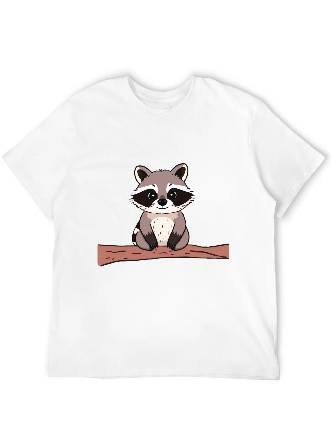 Cute Raccoon on Branch Black T-Shirt