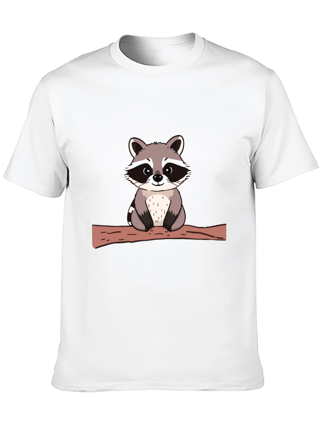Cute Raccoon on Branch Black T-Shirt