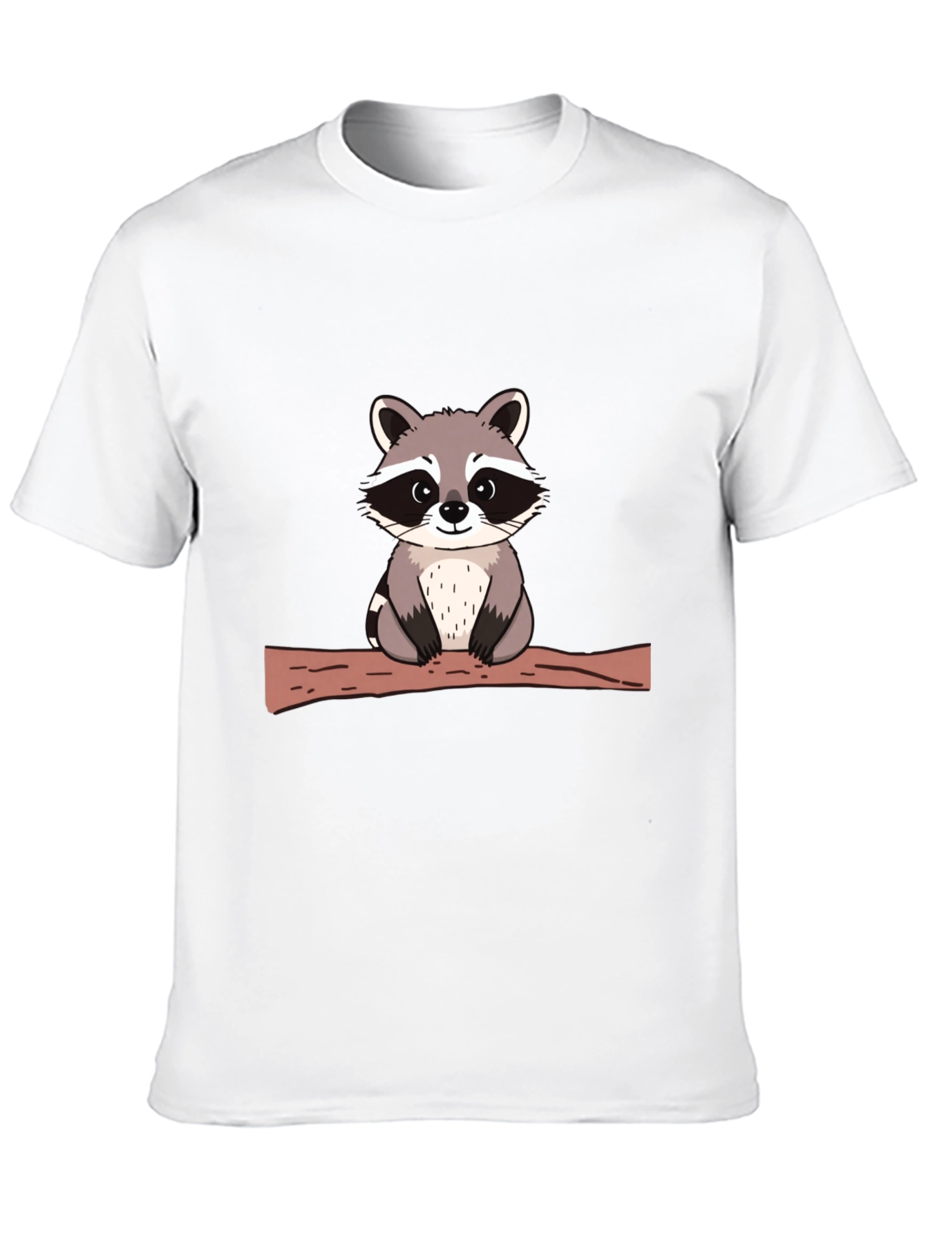 Cute Raccoon on Branch Black T-Shirt
