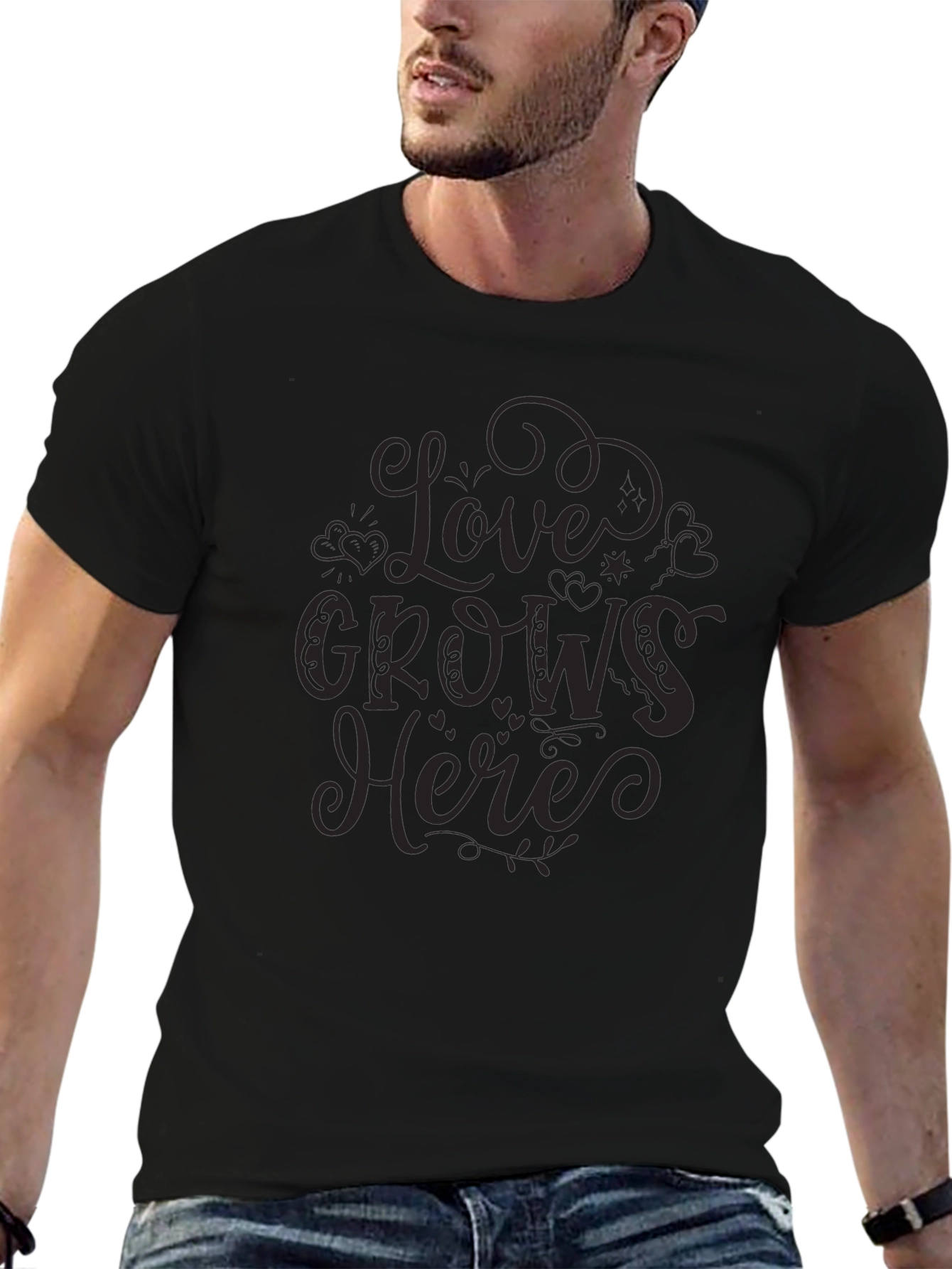 Love Grows Here Black Graphic Tee