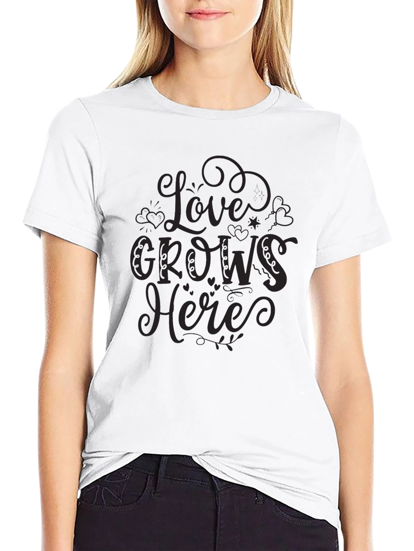 Love Grows Here Black Graphic Tee