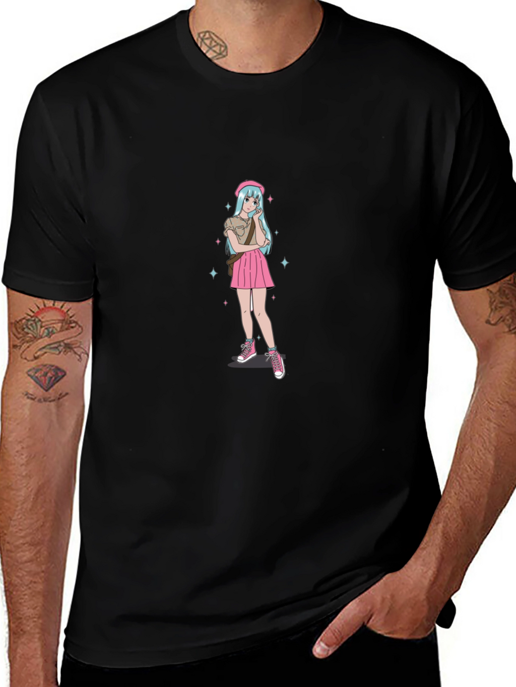 Anime Girl Graphic Black T-Shirt