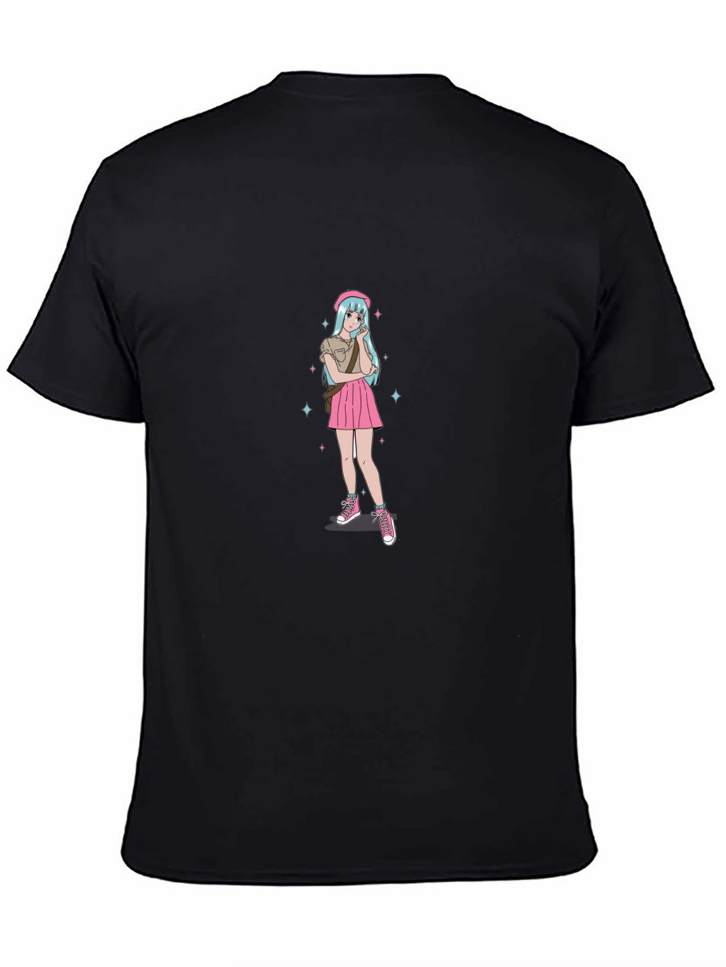 Anime Girl Graphic Black T-Shirt