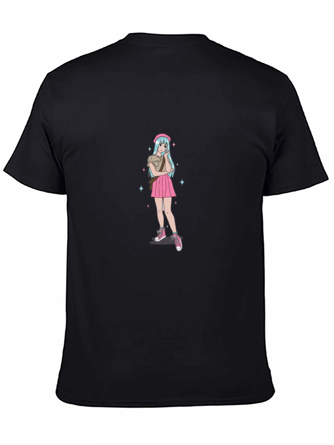Anime Girl Graphic Black T-Shirt