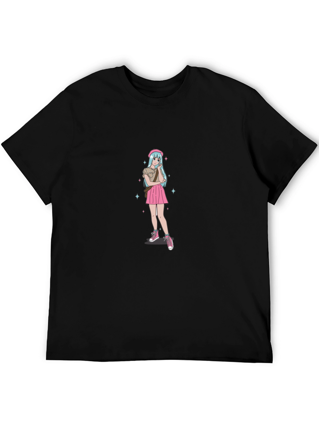 Anime Girl Graphic Black T-Shirt
