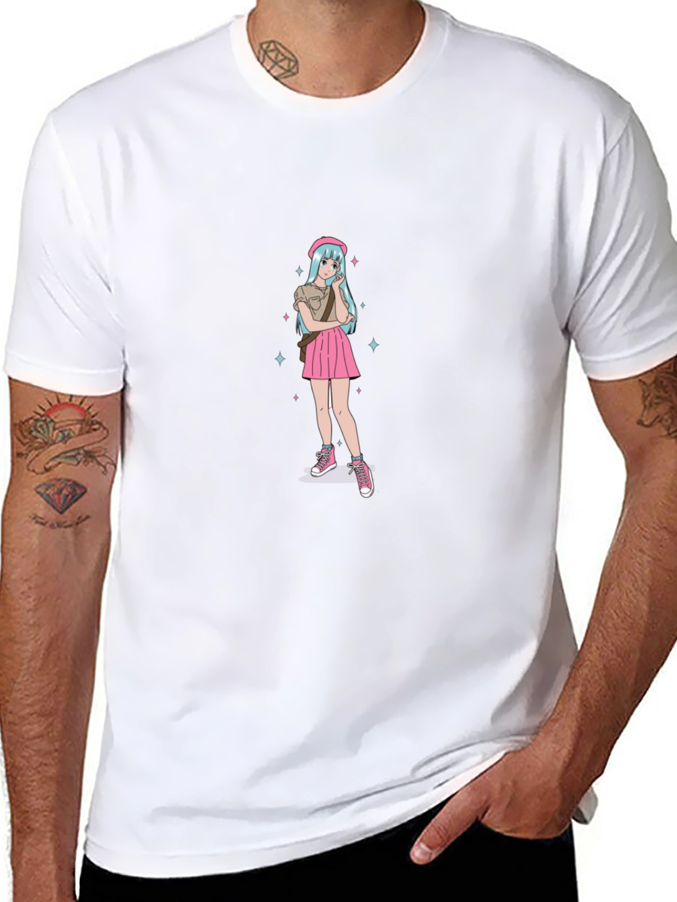 Anime Girl Graphic Black T-Shirt