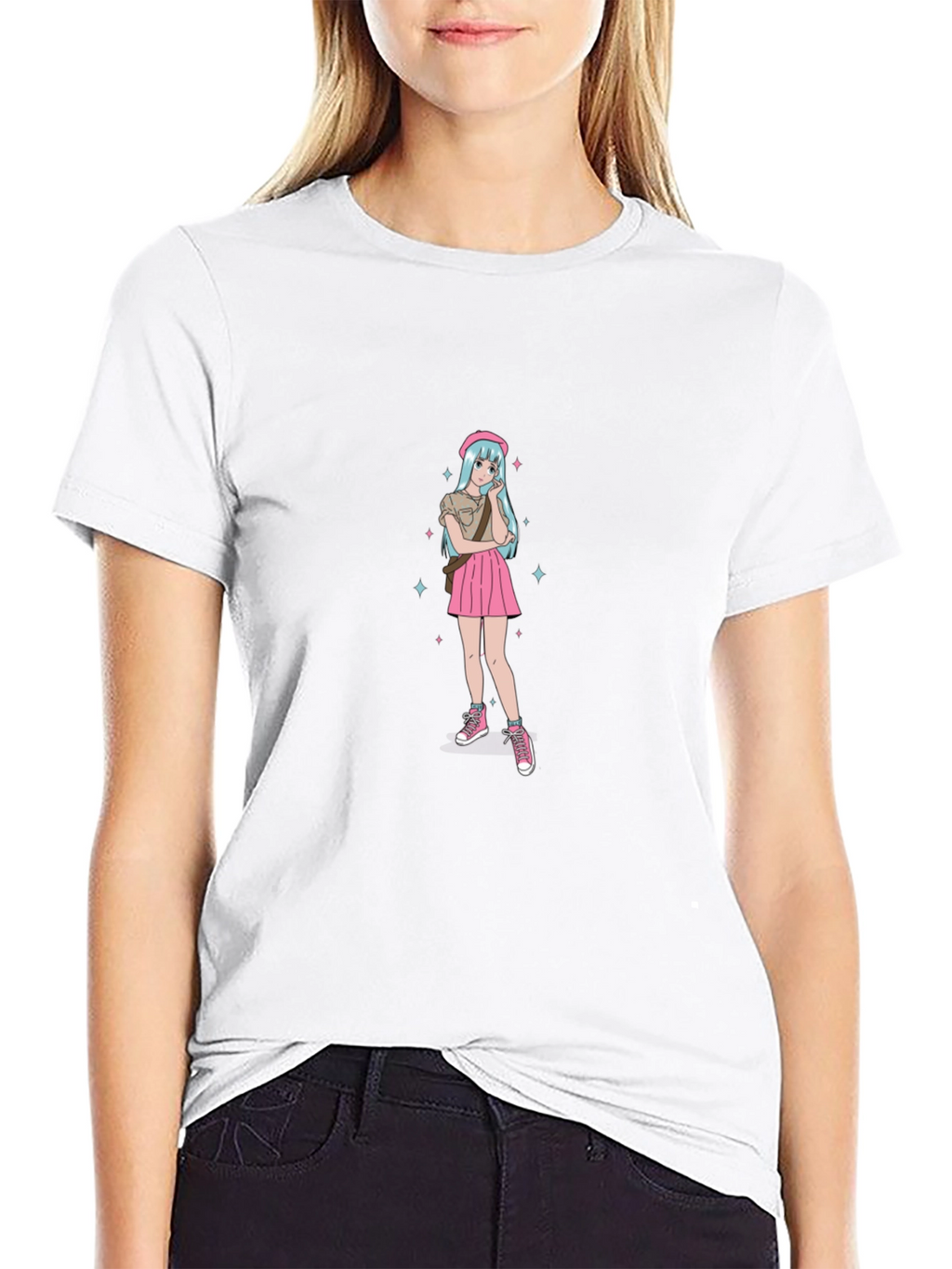 Anime Girl Graphic Black T-Shirt