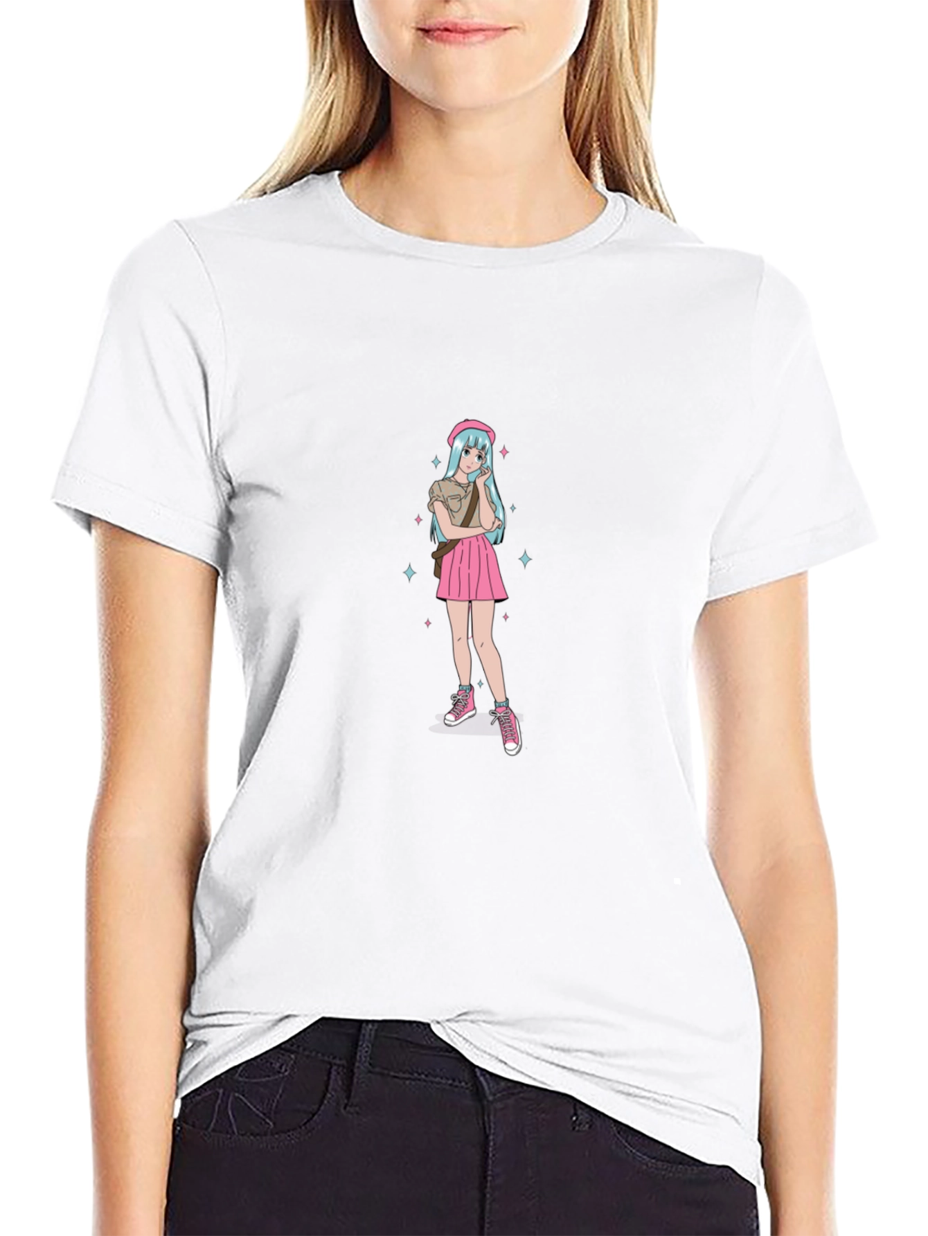 Anime Girl Graphic Black T-Shirt