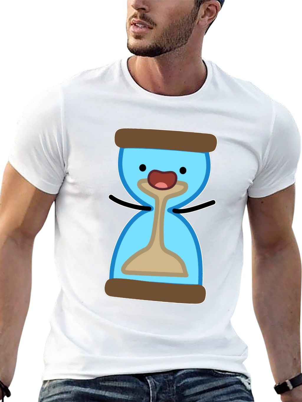 Cute Hourglass Cartoon T-Shirt - Black