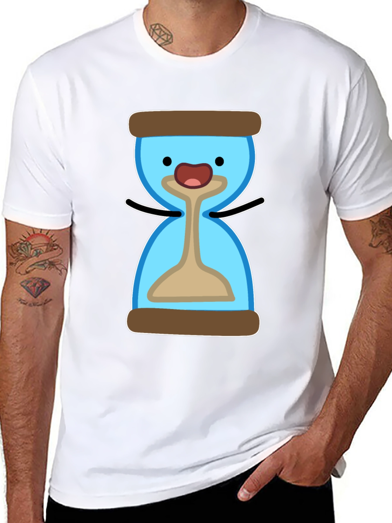 Cute Hourglass Cartoon T-Shirt - Black