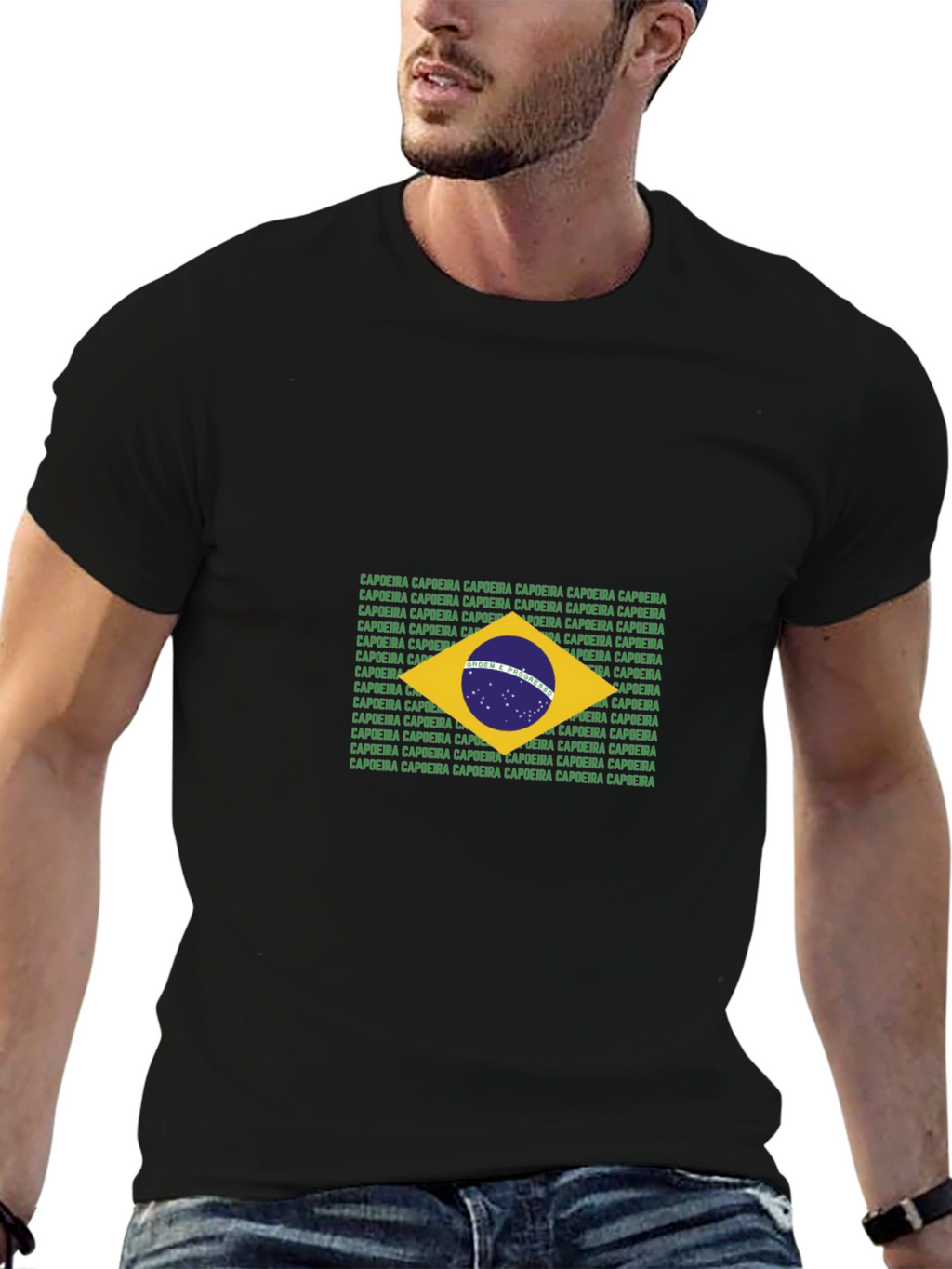 Brazil Flag Capoeira Text T-Shirt