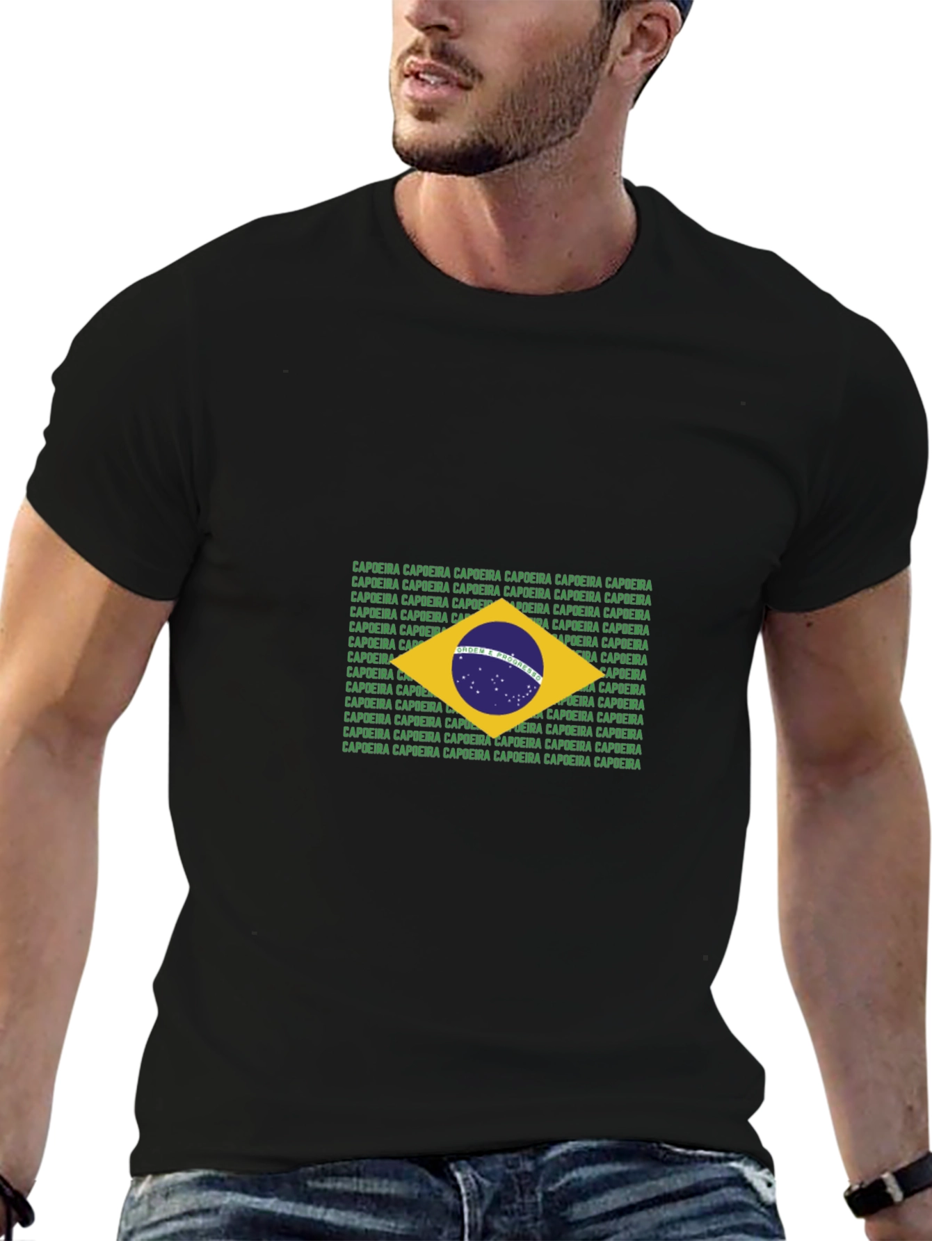Brazil Flag Capoeira Text T-Shirt