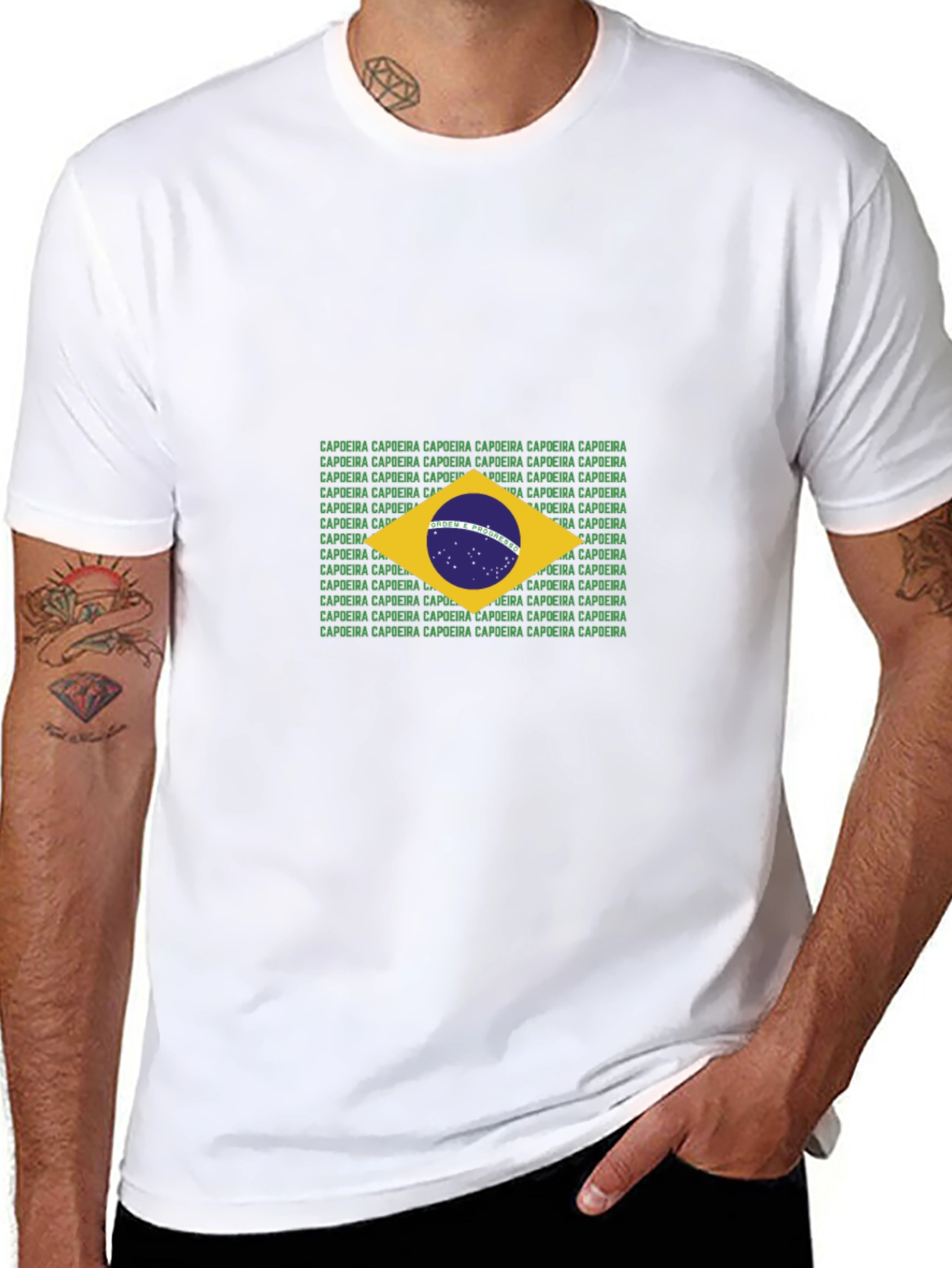 Brazil Flag Capoeira Text T-Shirt