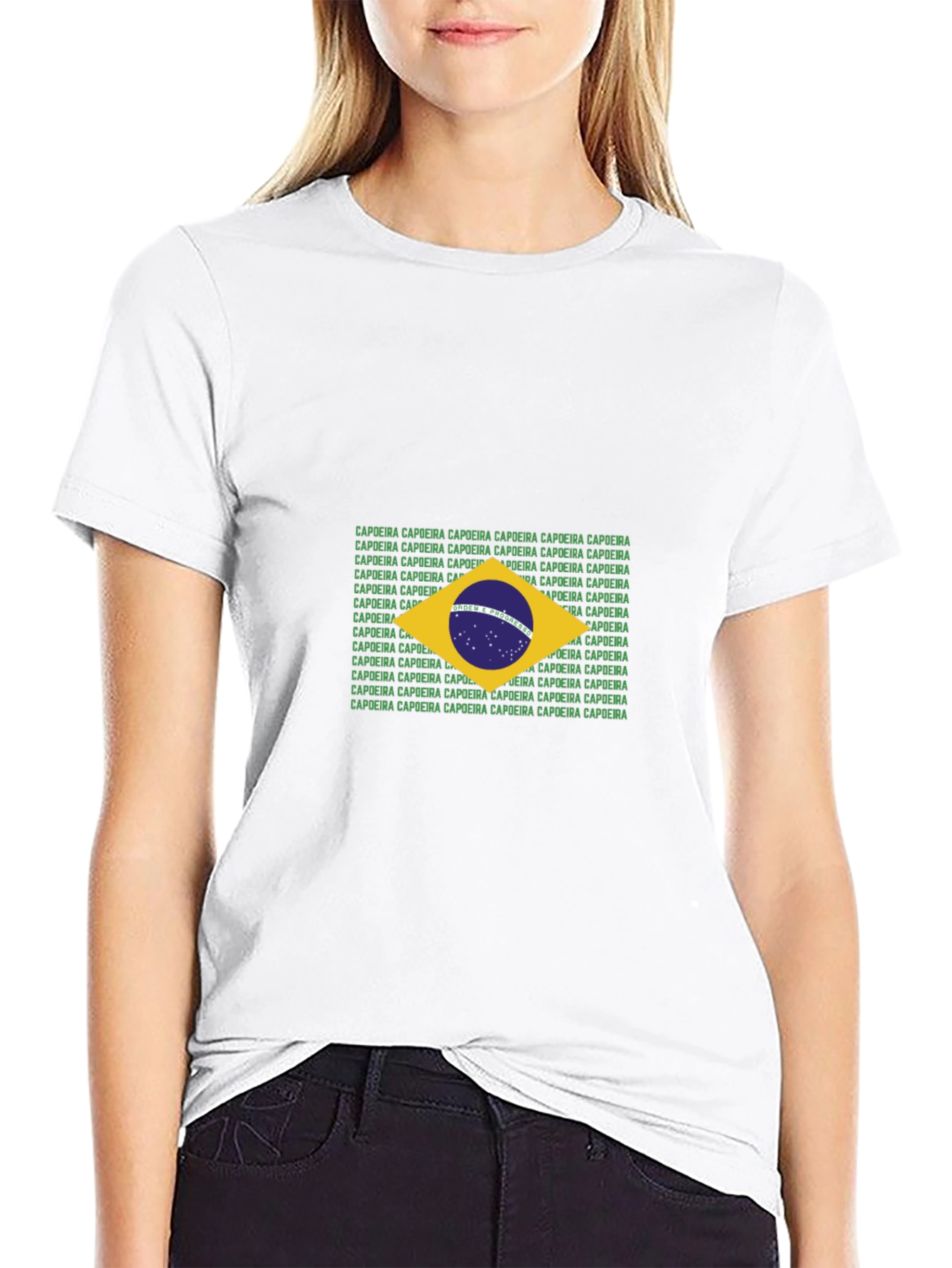 Brazil Flag Capoeira Text T-Shirt