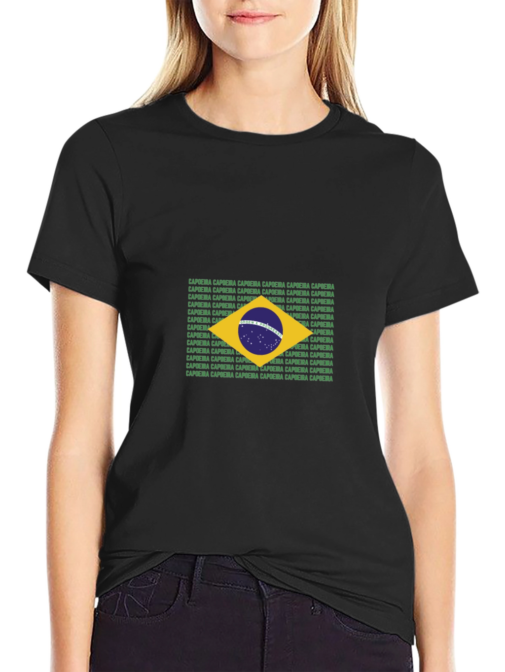 Brazil Flag Capoeira Text T-Shirt