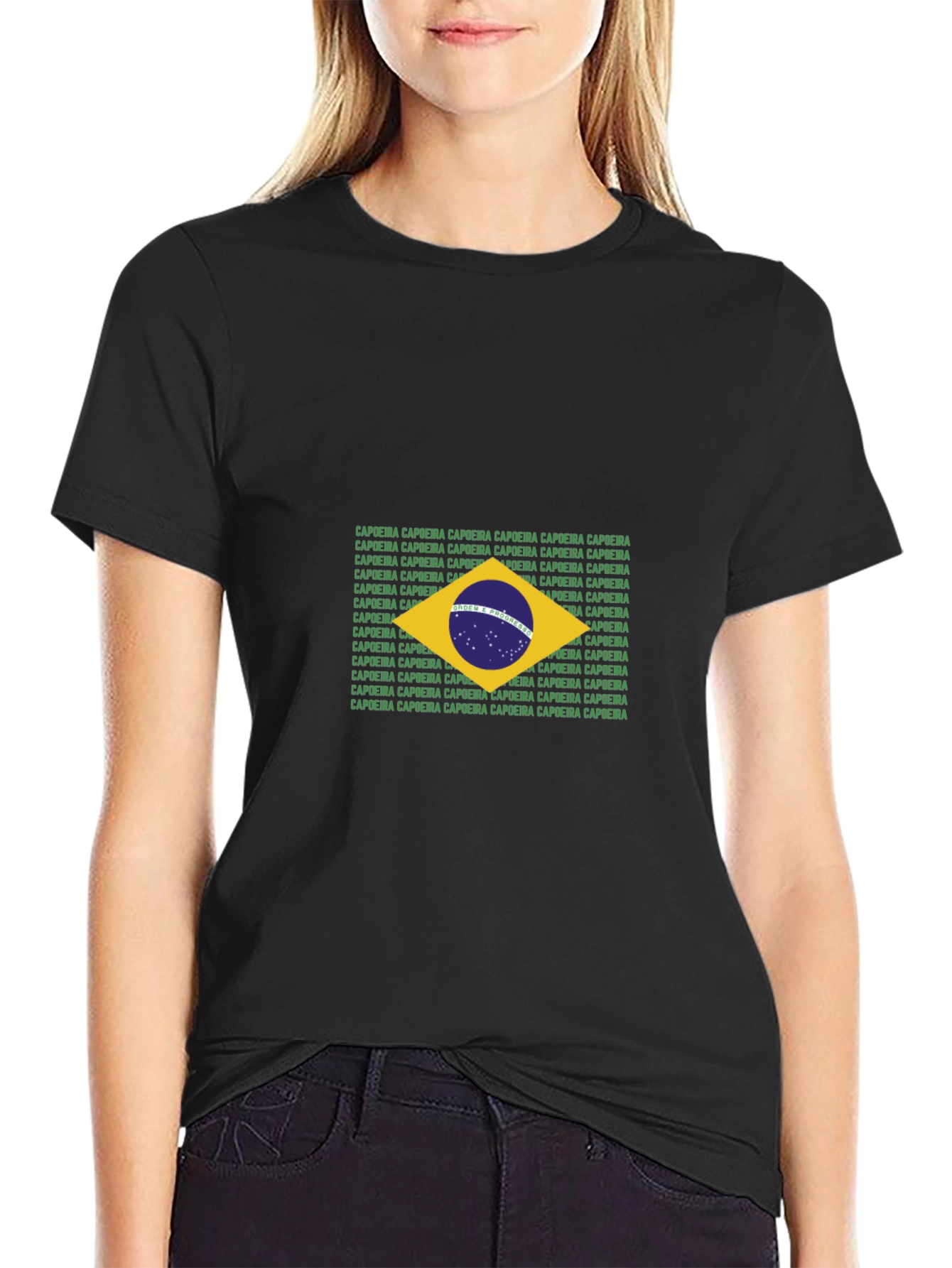 Brazil Flag Capoeira Text T-Shirt